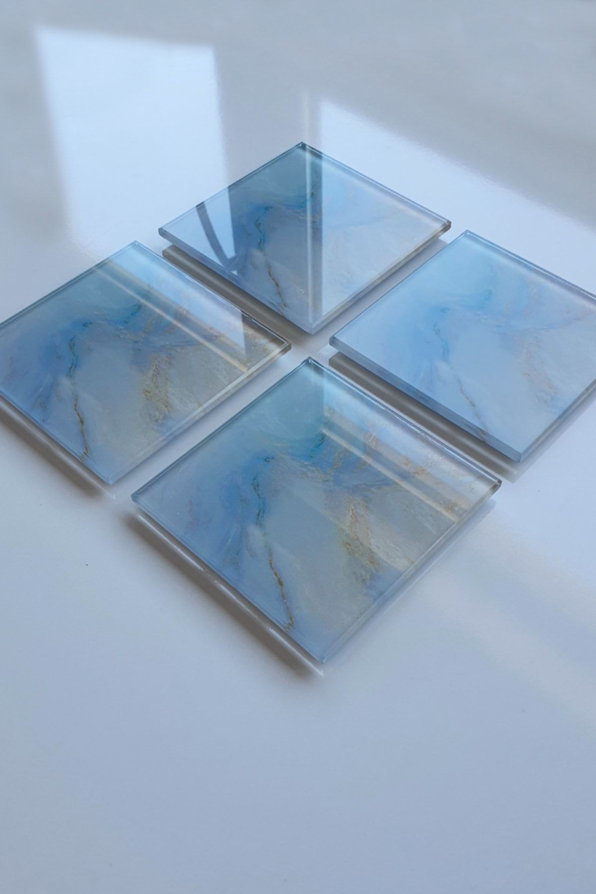 Cam Bardak Altlığı | 4'lü Takım Supreme Mermer | 10cm X 10cm