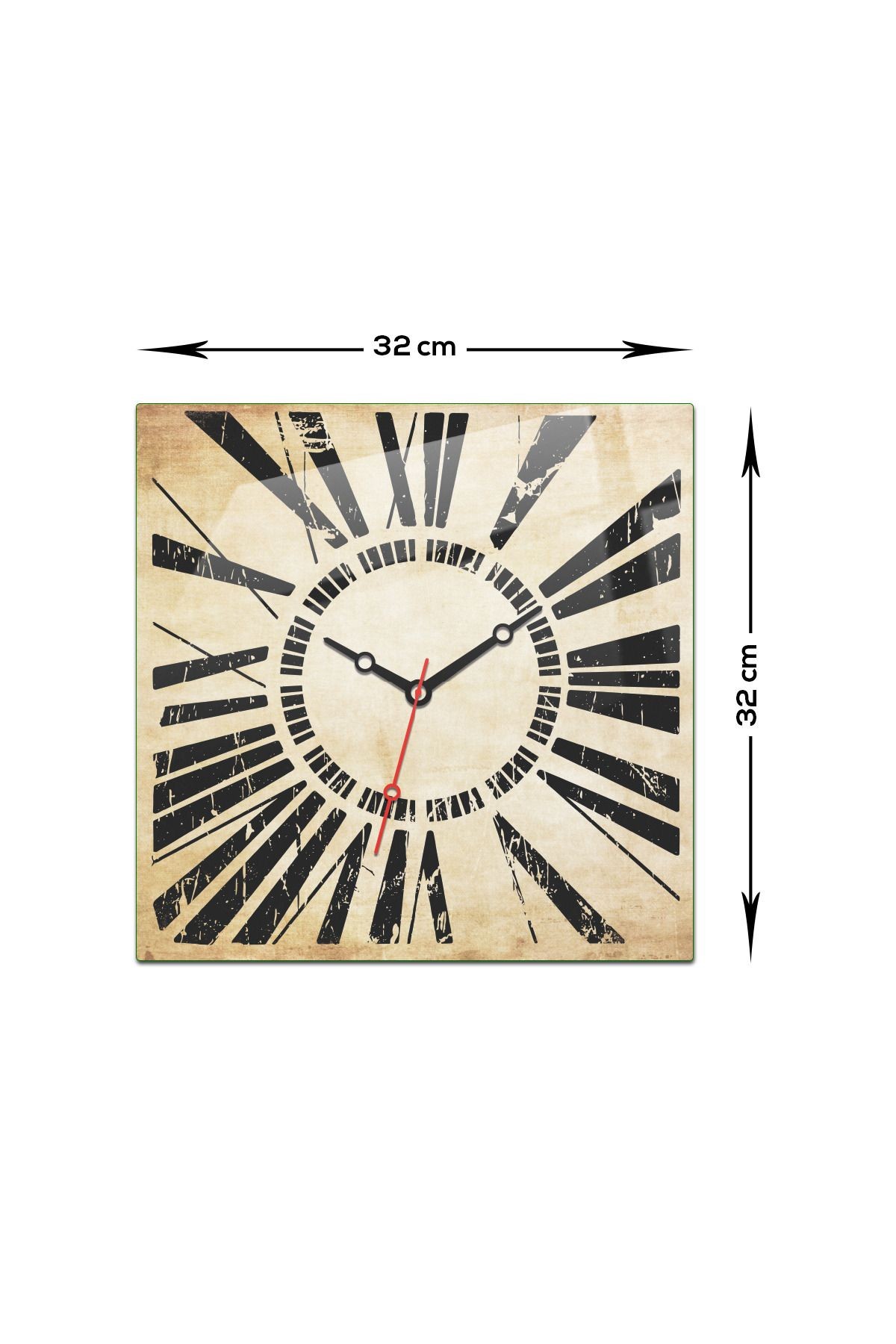 Cam Duvar Saati | Roma Rakamlı Retro | 32cm x 32cm