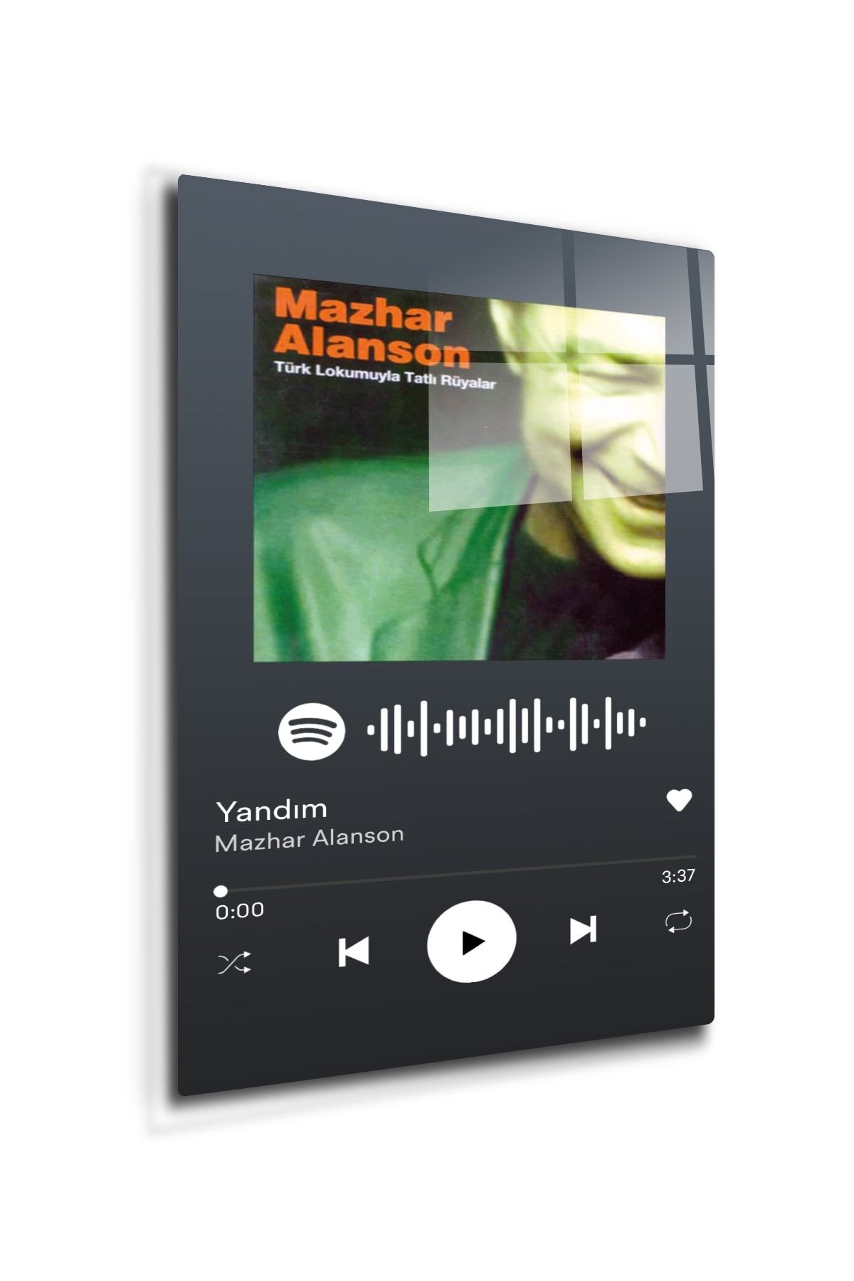 Spotify Barkodlu Cam Tablo | Teoman - Bana Öyle Bakma | 30cm X 40cm