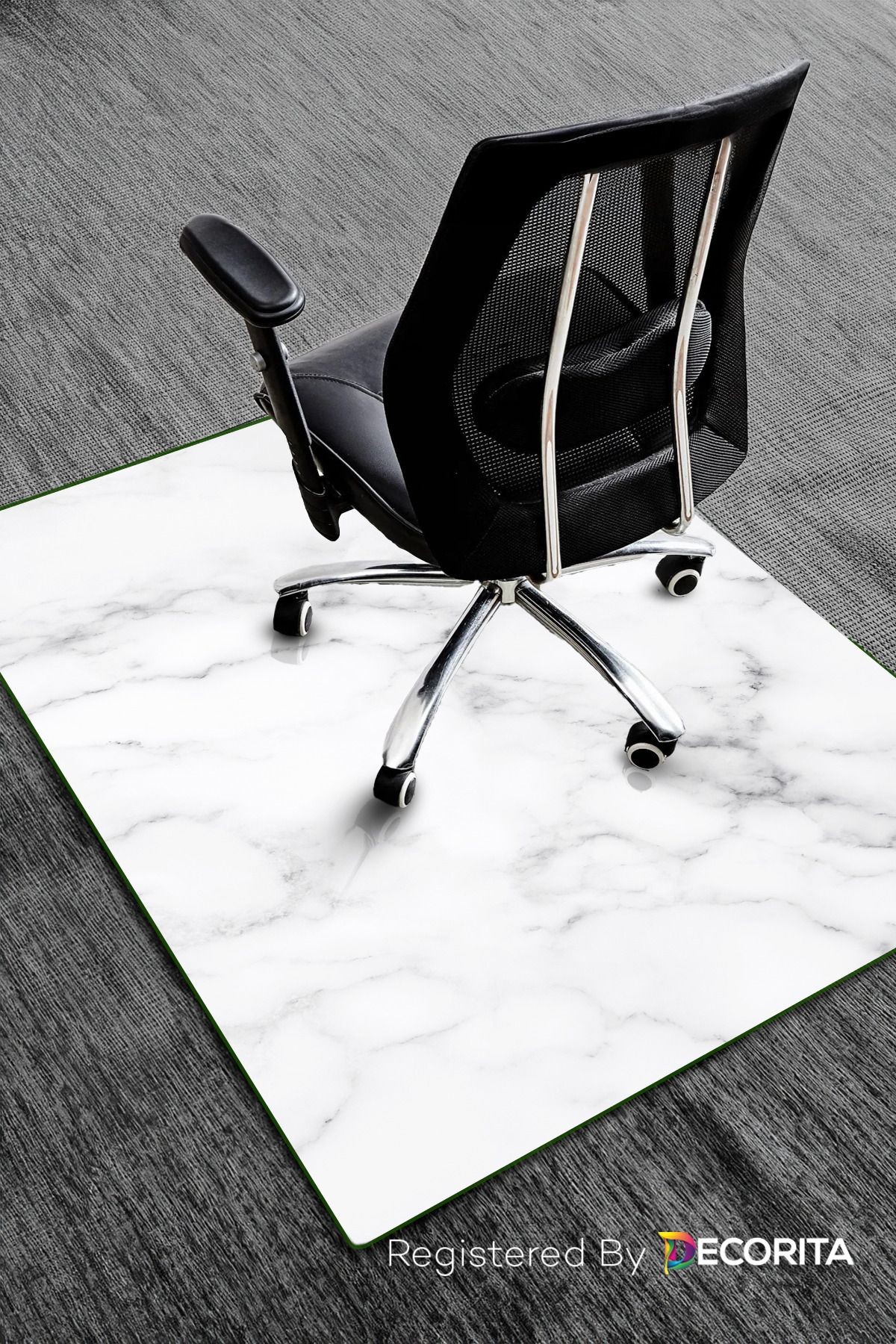 Cam Sandalye Matı | Beyaz Doğal Mermer | Bizoteli | 100cm X 120cm