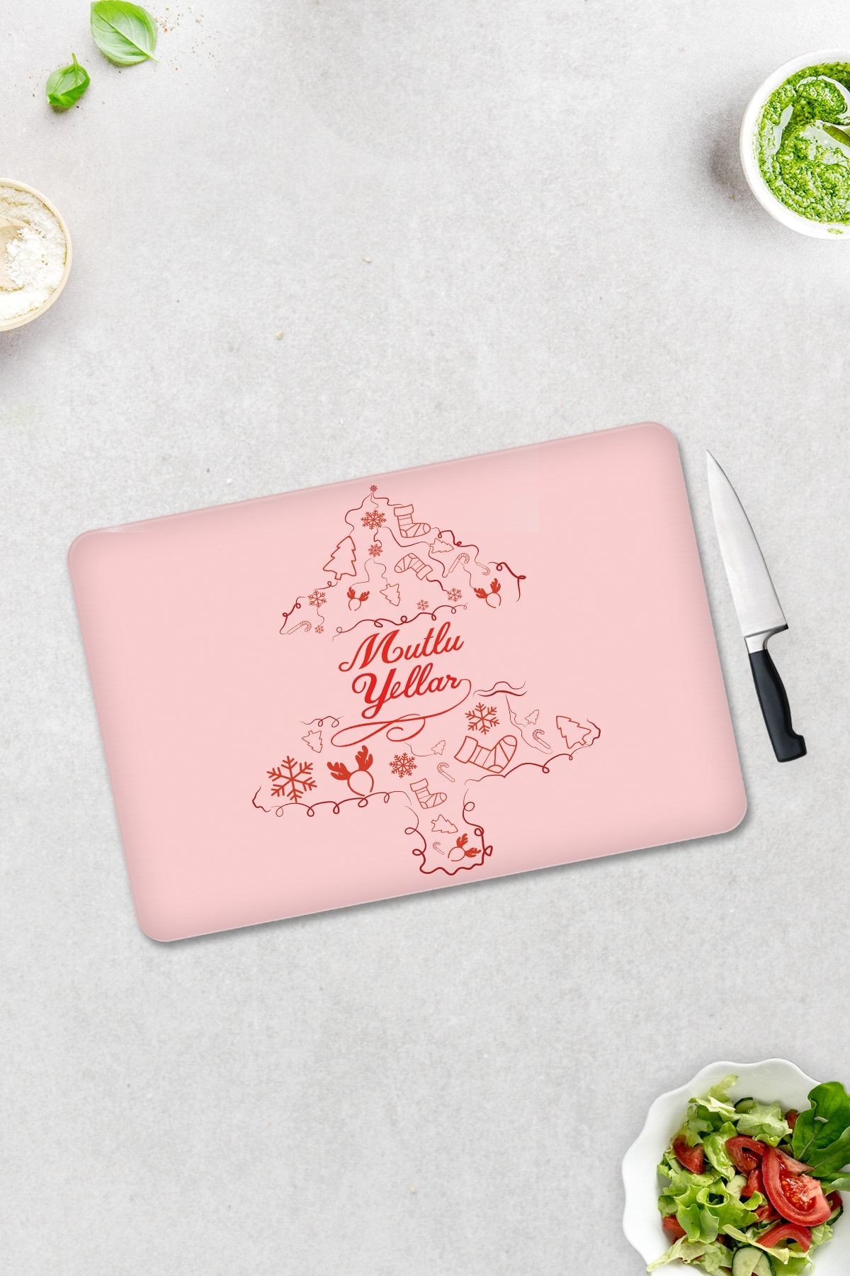 Mutlu Yıllar | Cam Kesme Tahtası - Cam Kesme Tablası | 30cm X 40cm