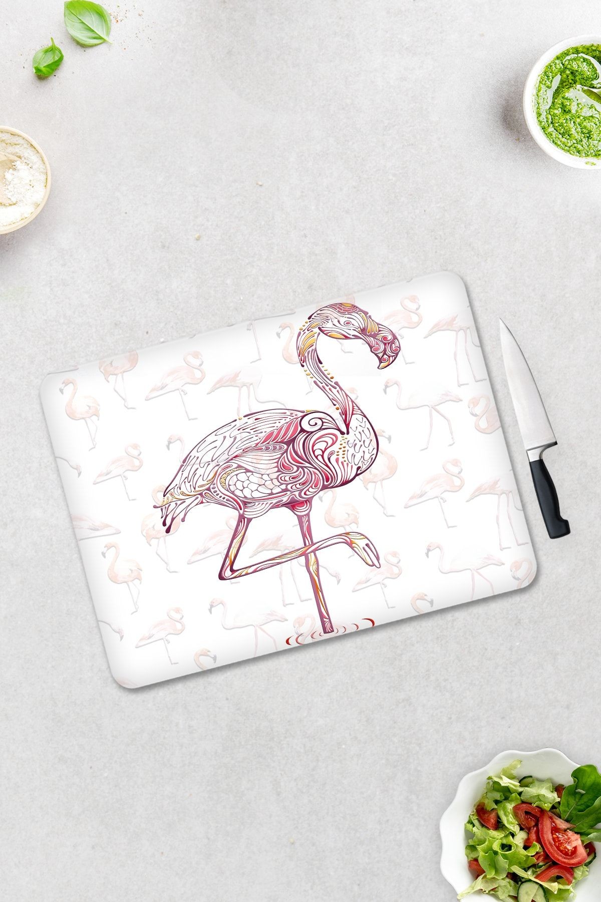 Flamingo Desen | Cam Kesme Tahtası - Cam Kesme Tablası | 30cm X 40cm