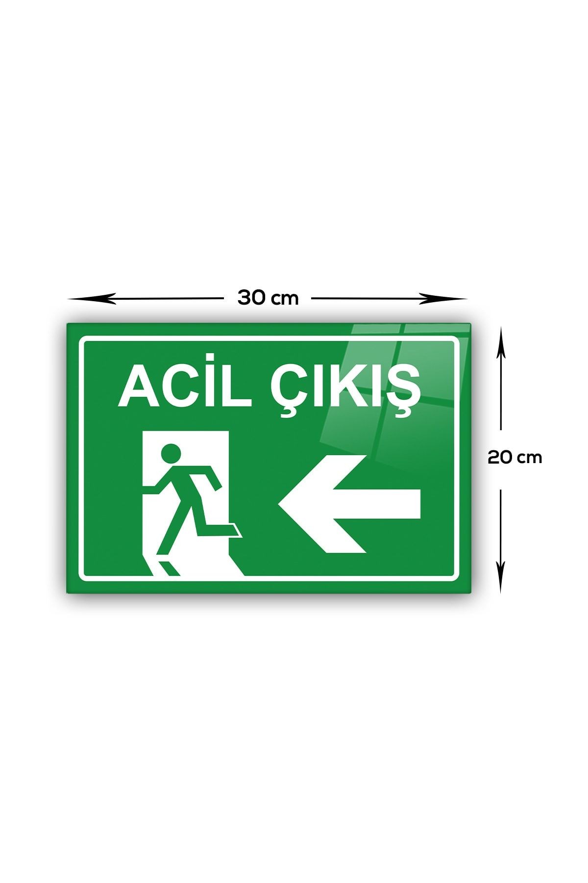 Cam Yönlendirme Levhası | Acil Çıkış - Batı | 20cm X 30cm