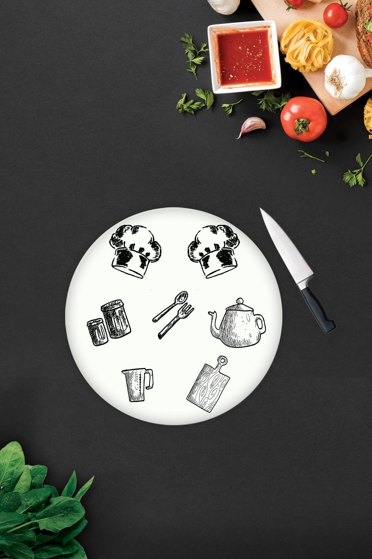 Beyaz Tahta | Cam Kesme Tahtası - Cam Kesme Tablası | Çap32cm