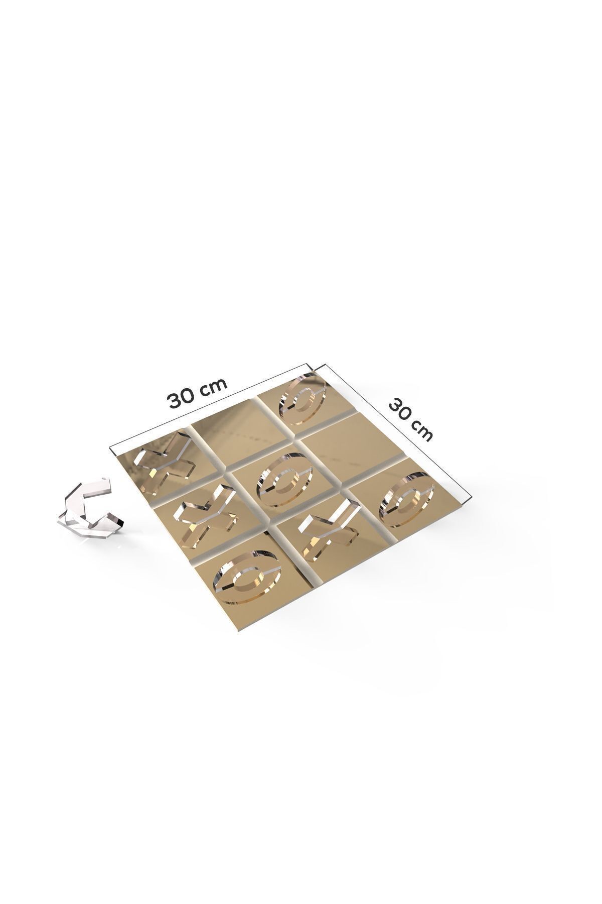 Ayna XOX Oyun Tahtası | Tic Tac Toe Cam Dekor Tablası | Bronz Ayna | 30cm x 30cm