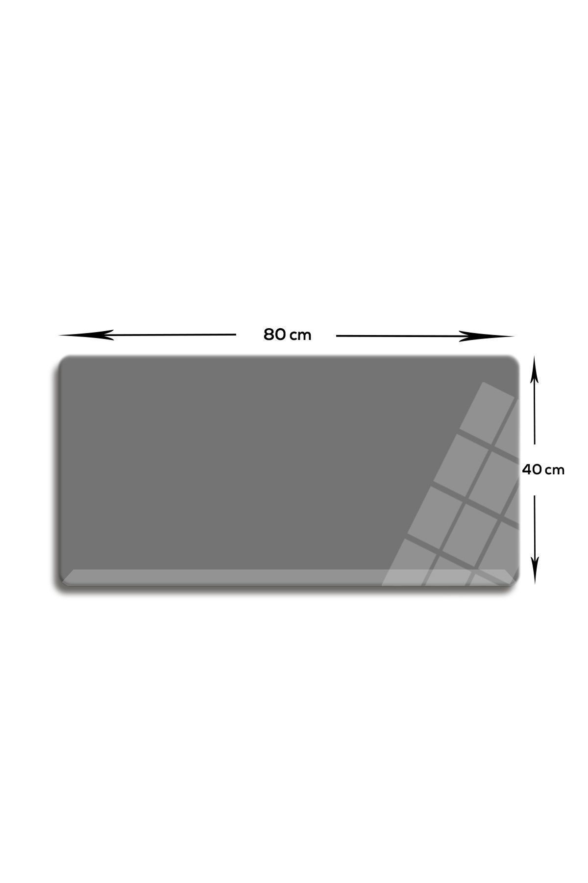 Cam Mouse Pad | Cam Masa Matı | Düz Renk - Gri | Large | 40cm X 80cm