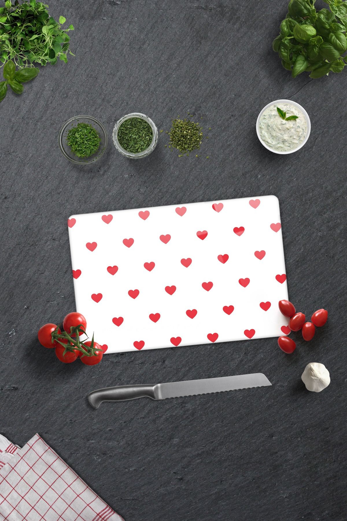 Cam Kesme Tahtası - Cam Kesme Tablası | Kalp Desenli | 20cm x 30cm