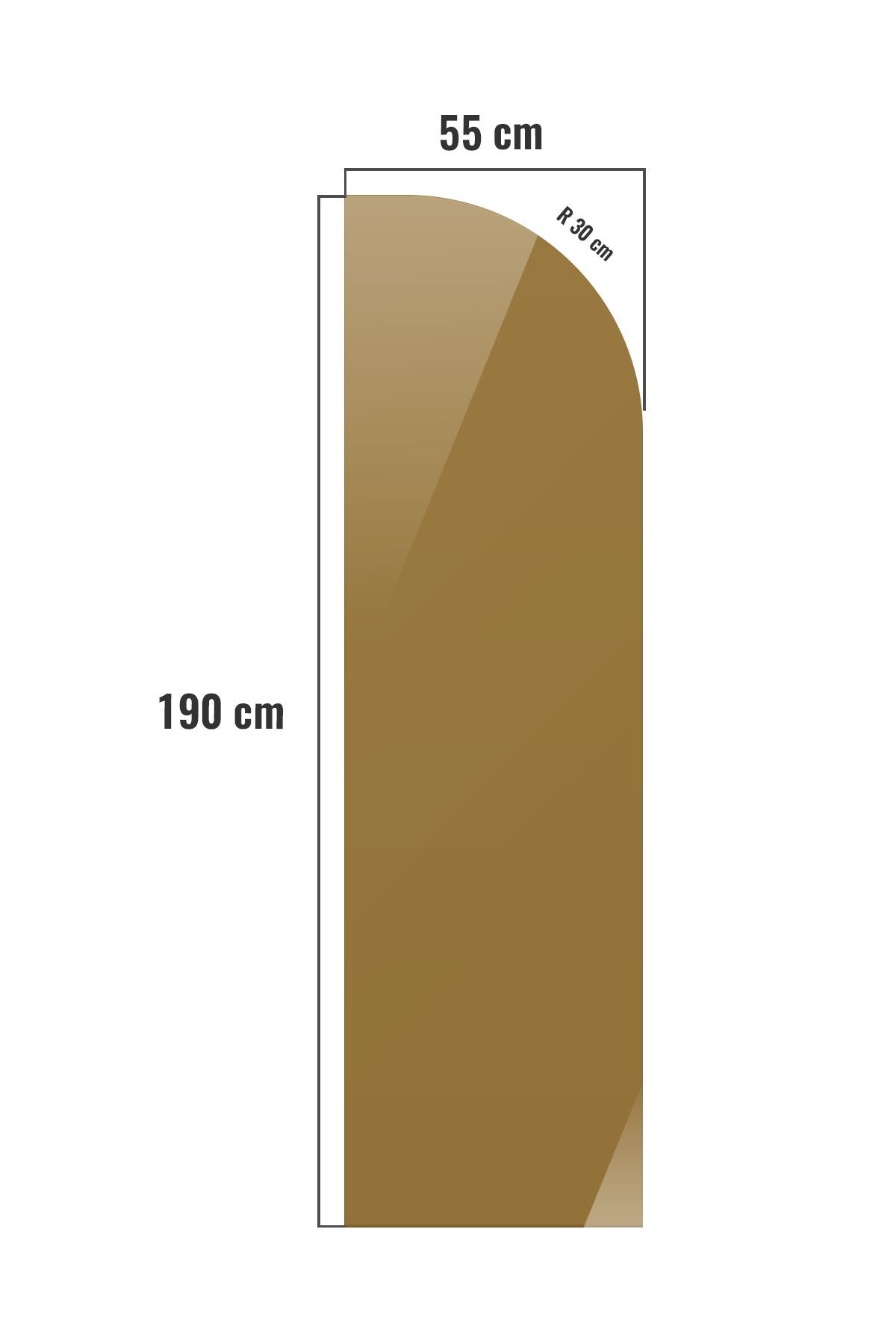 Cam Duşakabin Seperatör - Sabit Panel | Bronz Cam - Şekilli | Metalik Parlak Profil | 55cm x 190cm