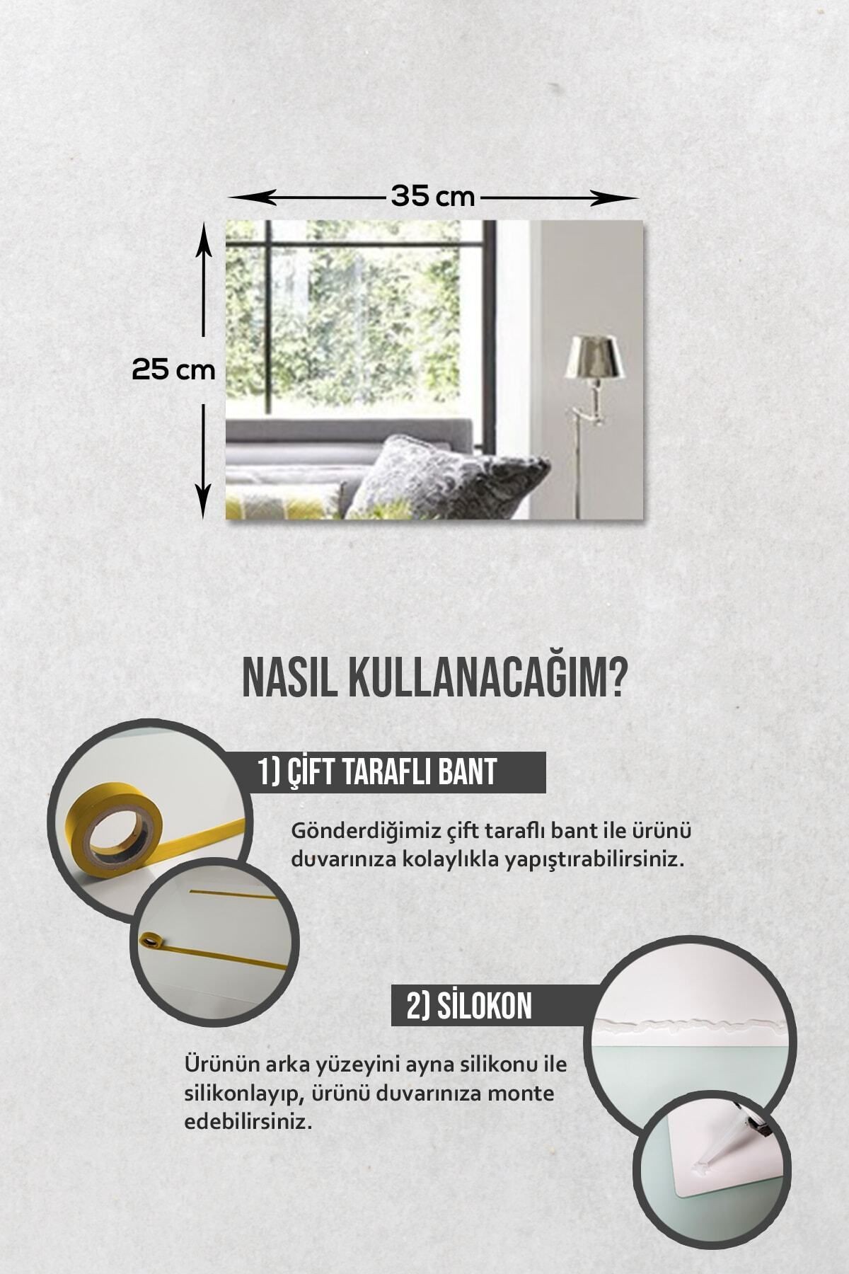 Ayna - 4'lü Takım Dikdörtgen Ayna - 25cm X 35cm