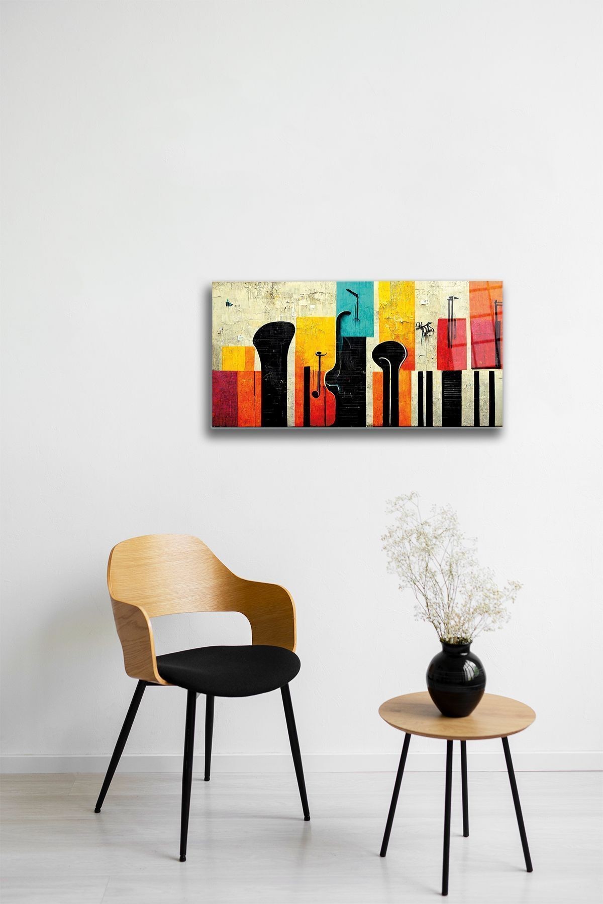 Cam Tablo | Modern Art Serisi | Renkli Silüet | 40cm x 80 cm
