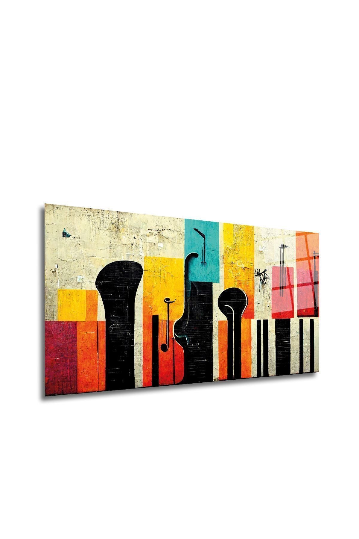 Cam Tablo | Modern Art Serisi | Renkli Silüet | 40cm x 80 cm