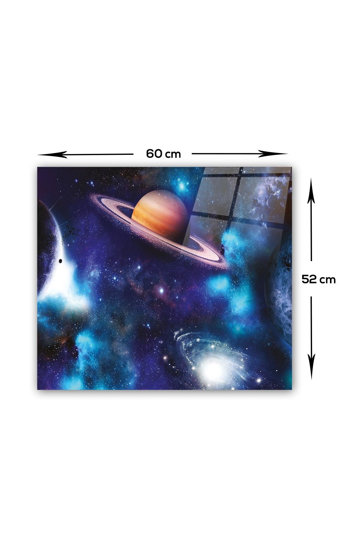 Cam Ocak Arkası Koruyucu | Galaksi Desen - Renkli | 52cm X 60cm