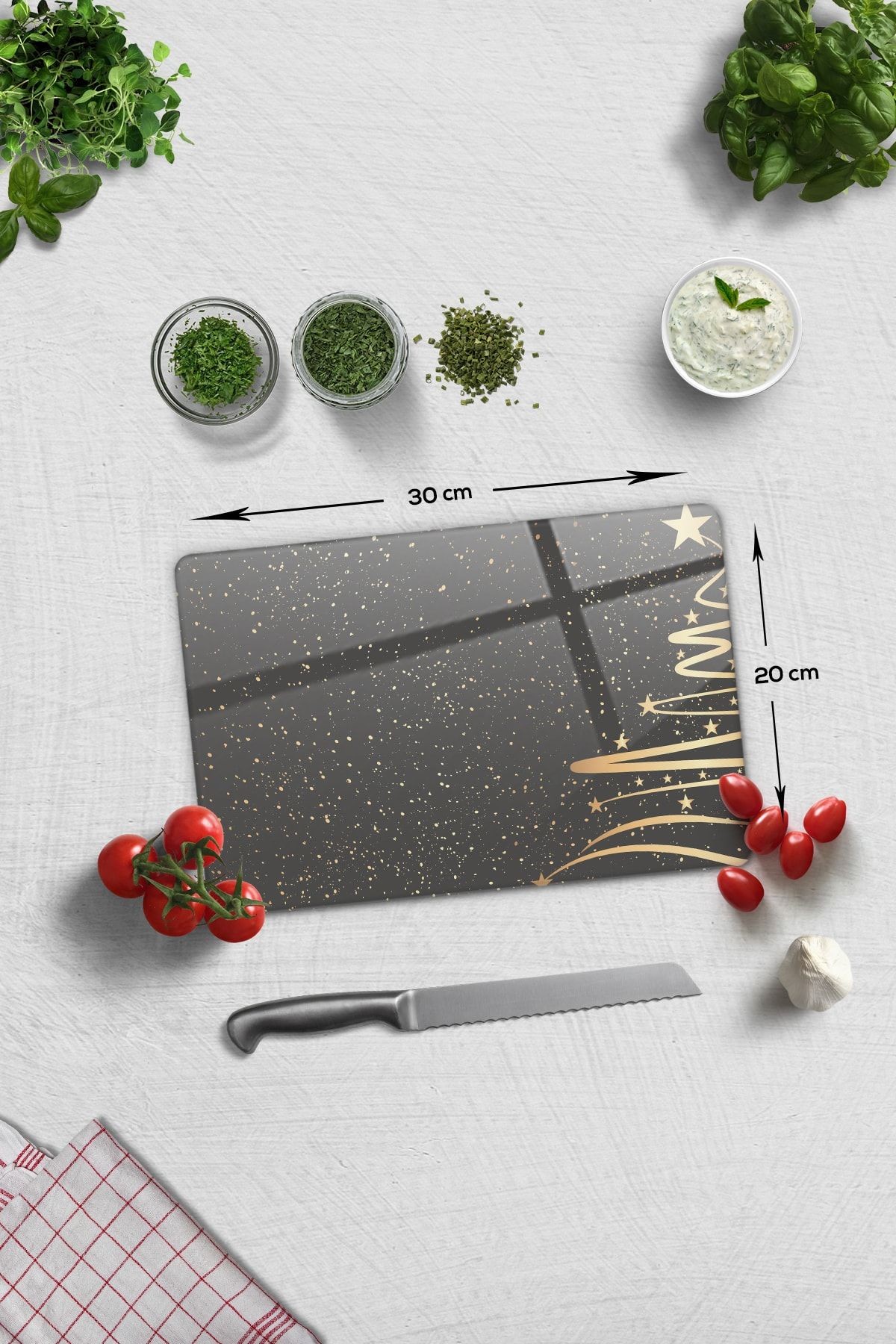 Cam Kesme Tahtası - Cam Kesme Tablası | Yeni Yıl Füme | 20cm x 30cm