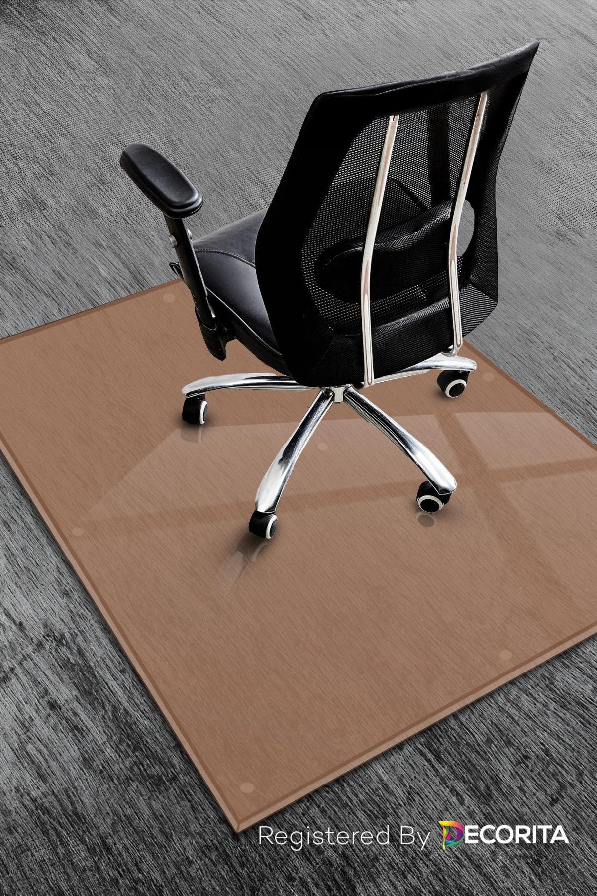 Cam Sandalye Matı | Bronz Cam | Bizoteli |100cm x 120cm