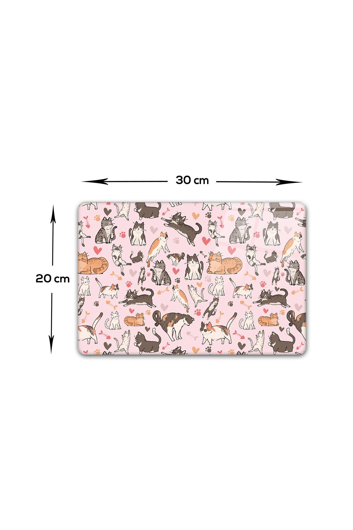 Cam Kesme Tahtası - Cam Kesme Tablası | Kedi Desenli | 20cm x 30cm