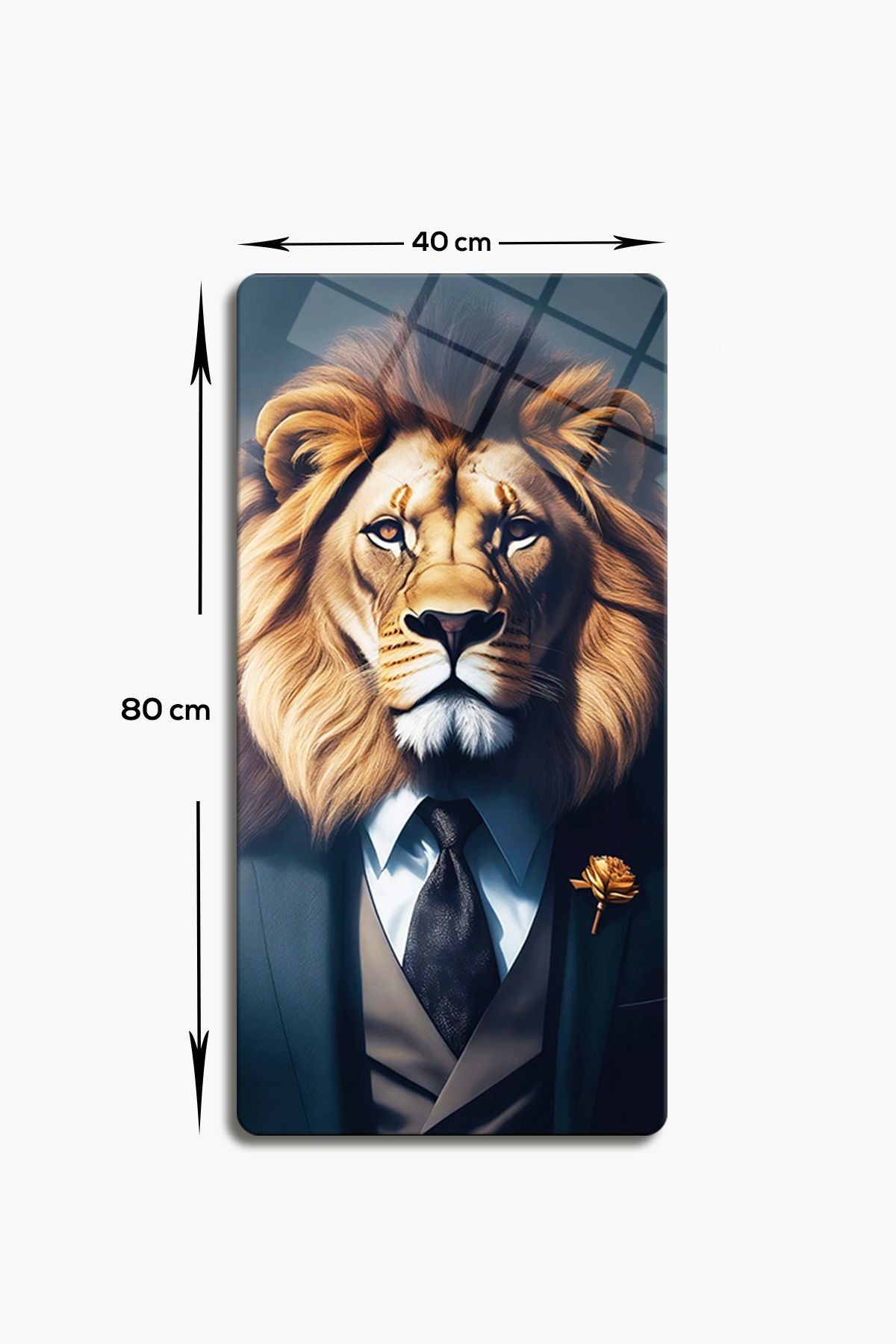 Cam Tablo | Modern Art Serisi | Lion Boss | 40cm x 80cm