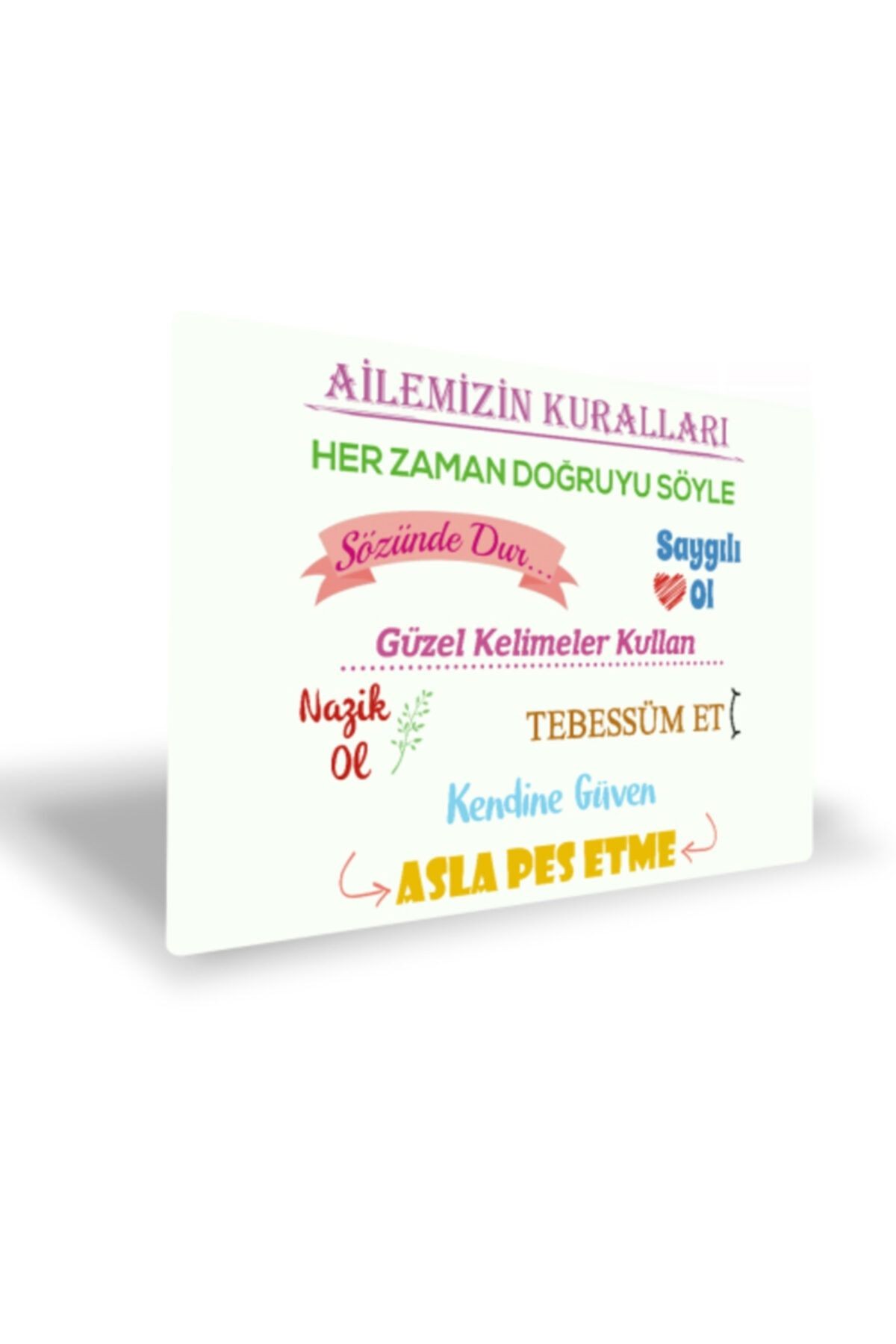 Aile Kuralları | Dekoratif Aksesuar | Beyaz Fon | 40cm x 60cm