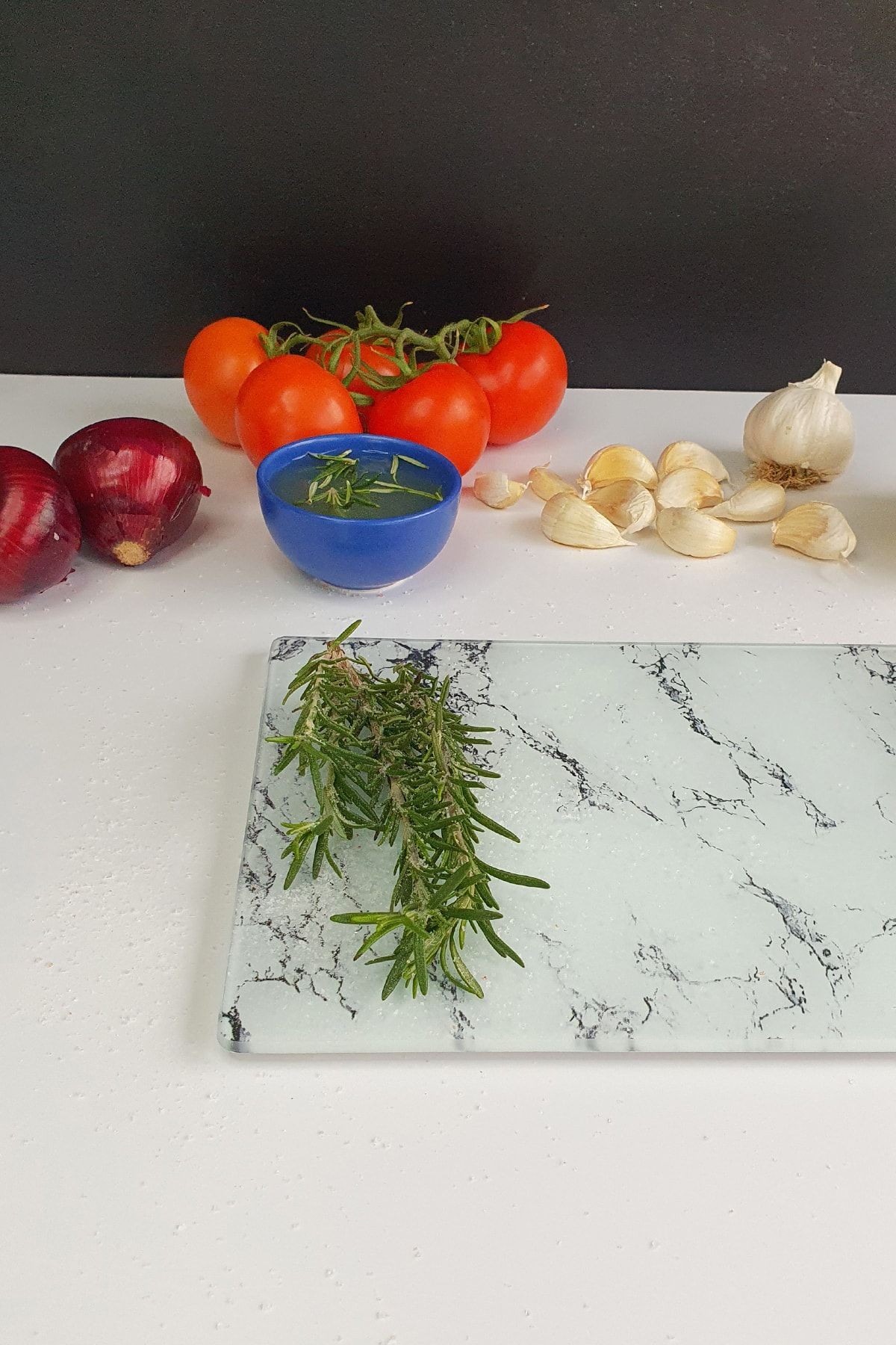 Beyaz Mermer Görünümlü | Cam Kesme Tahtası - Cam Kesme Tablası | 20cm X 30cm