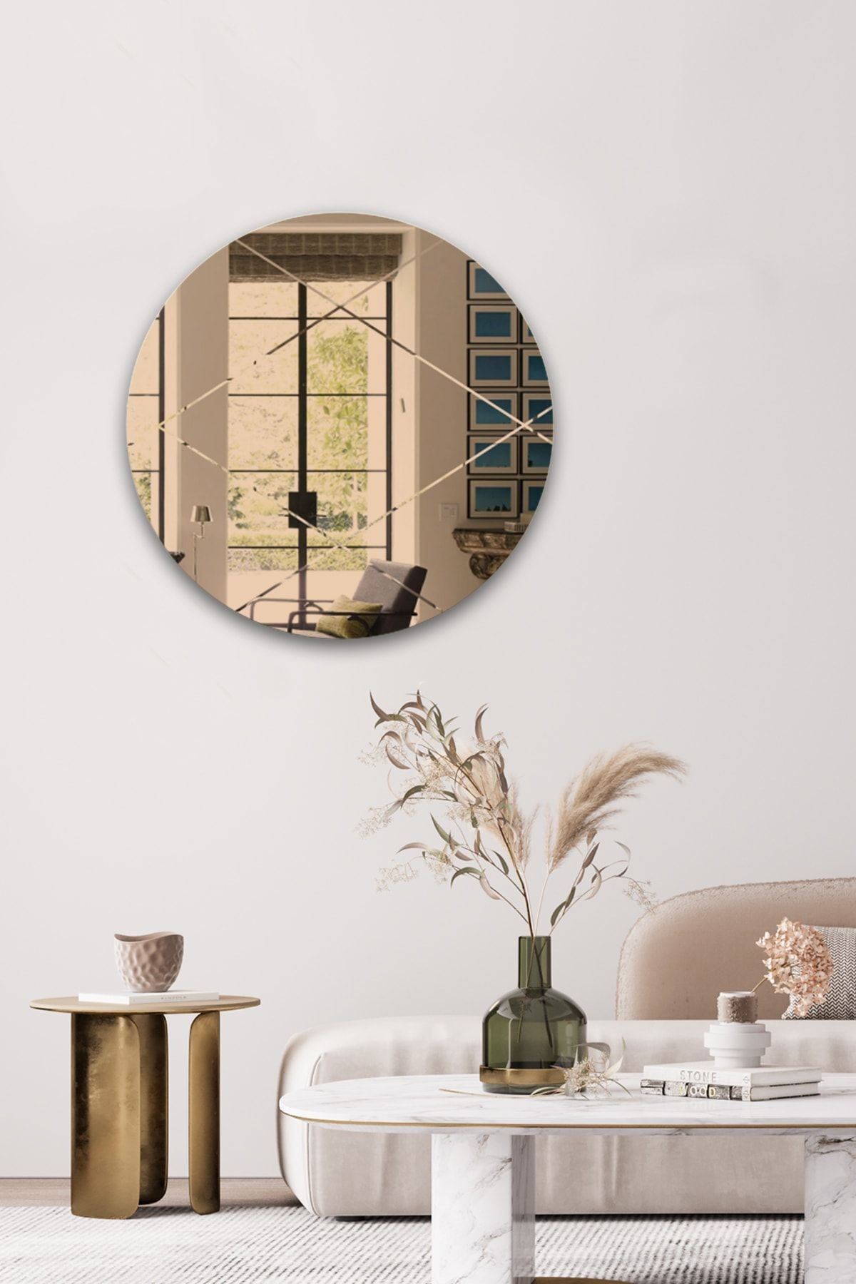Ayna | Bronz Ayna | Baklava Kanallı | Çap60cm