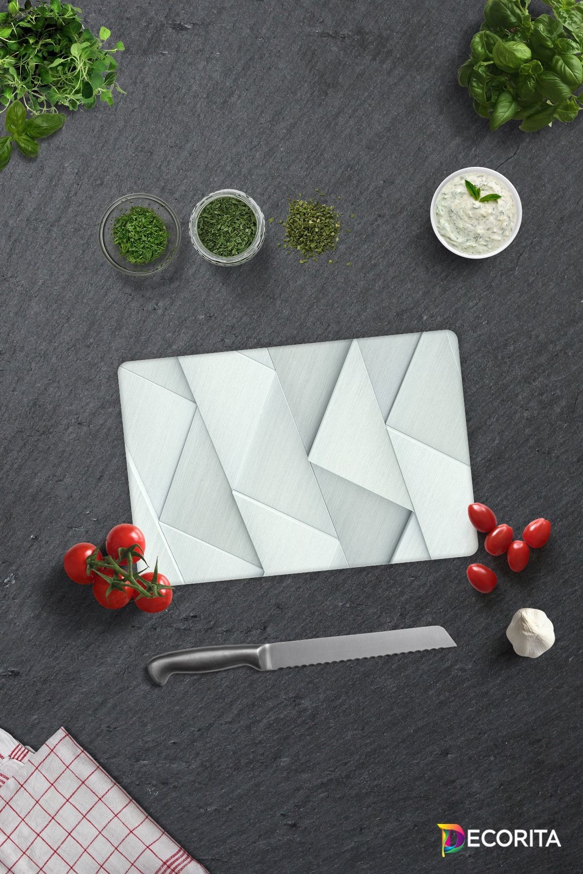 Gümüş Desen | Cam Kesme Tahtası - Cam Kesme Tablası | 20 cm x 30 cm
