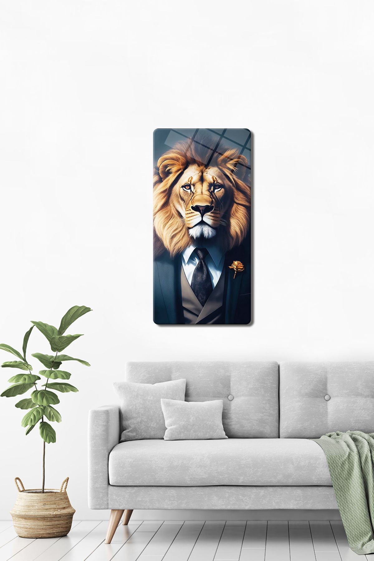 Cam Tablo | Modern Art Serisi | Lion Boss | 40cm x 80cm