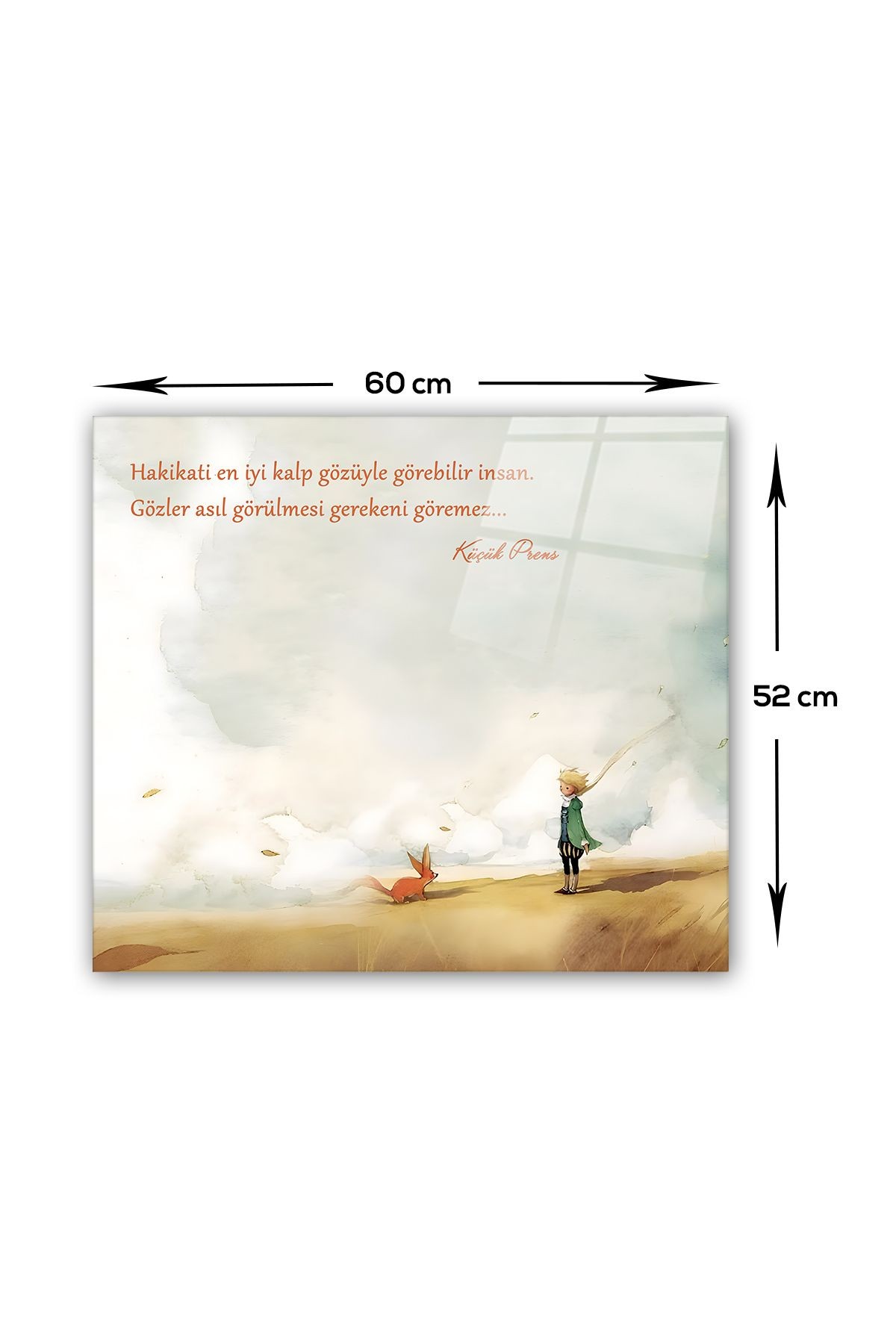 Cam Ocak Arkası Koruyucu | Küçük Prens - Kalp Gözü | 52cm x 60cm