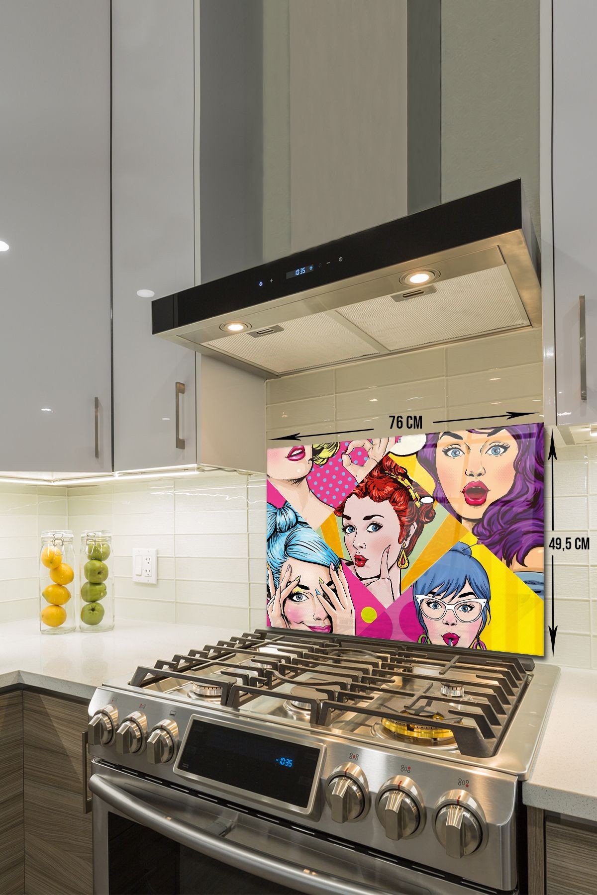 Cam Ocak Arkası Koruyucu | Popart Ladies |