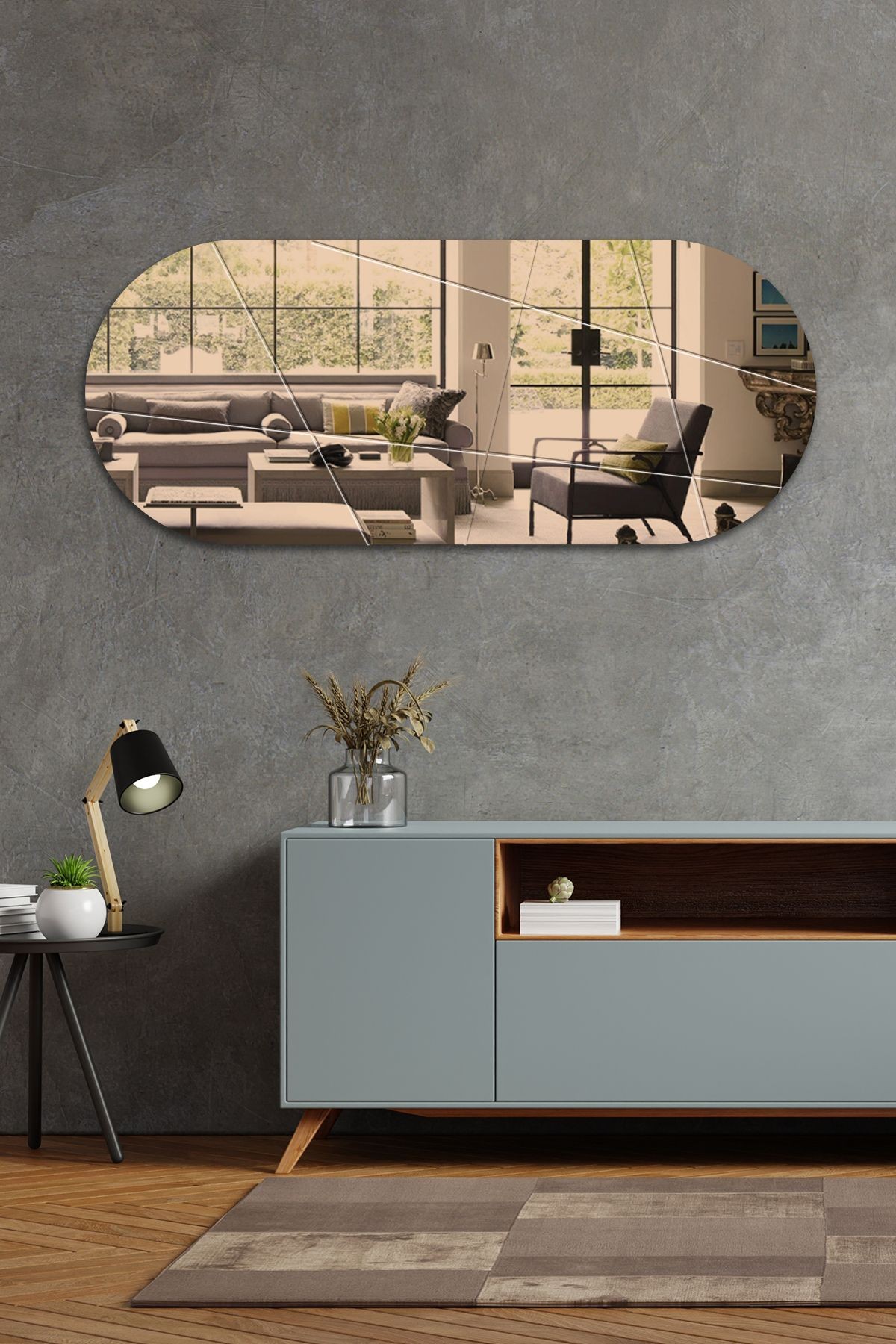 Ayna | Bronz Ayna | Victory Tasarım Kanallı Oval Ayna | 50cm x 120cm