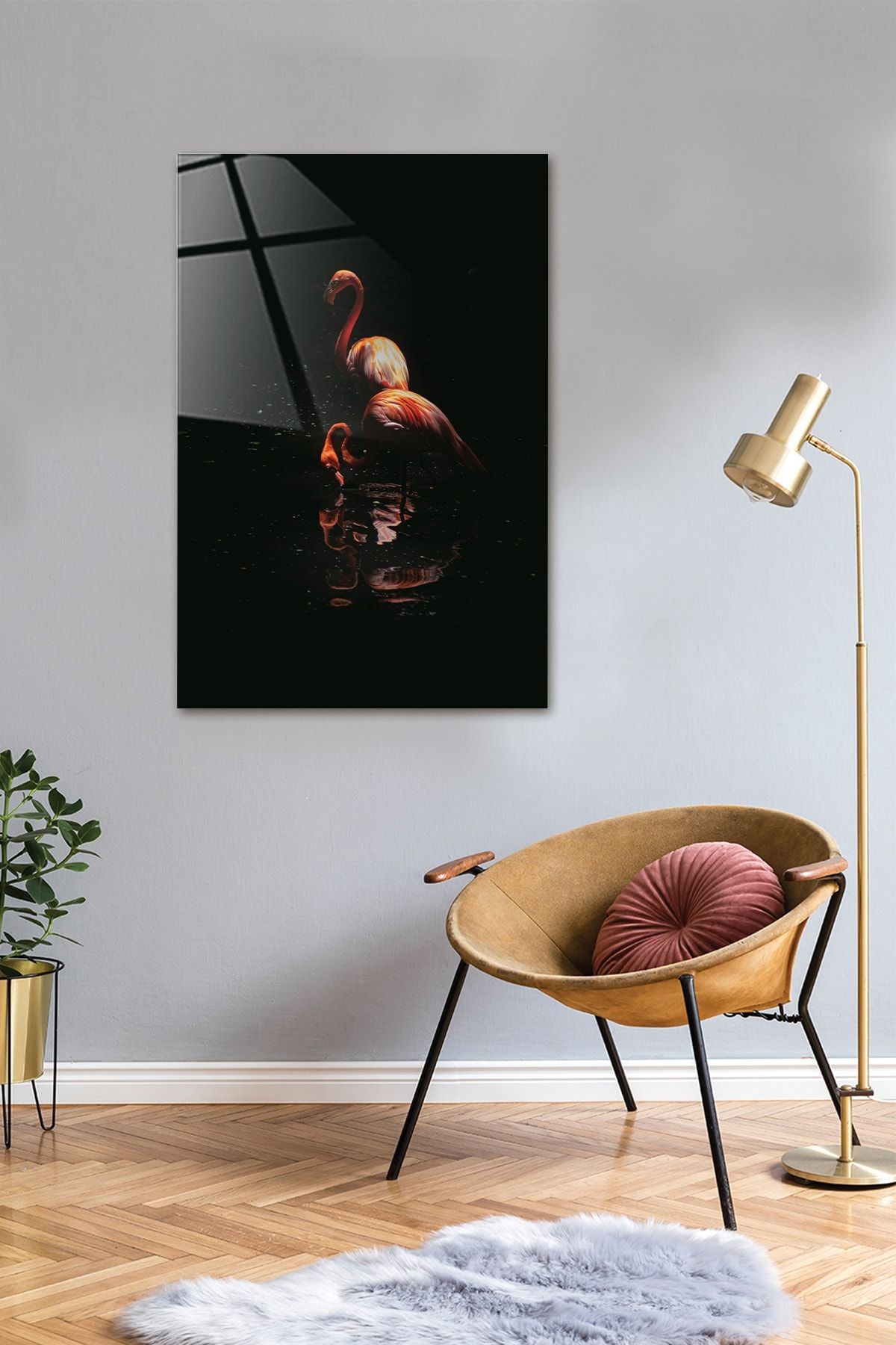 Hayvanlar | Cam Tablo | Flamingo | 40cm X 60cm