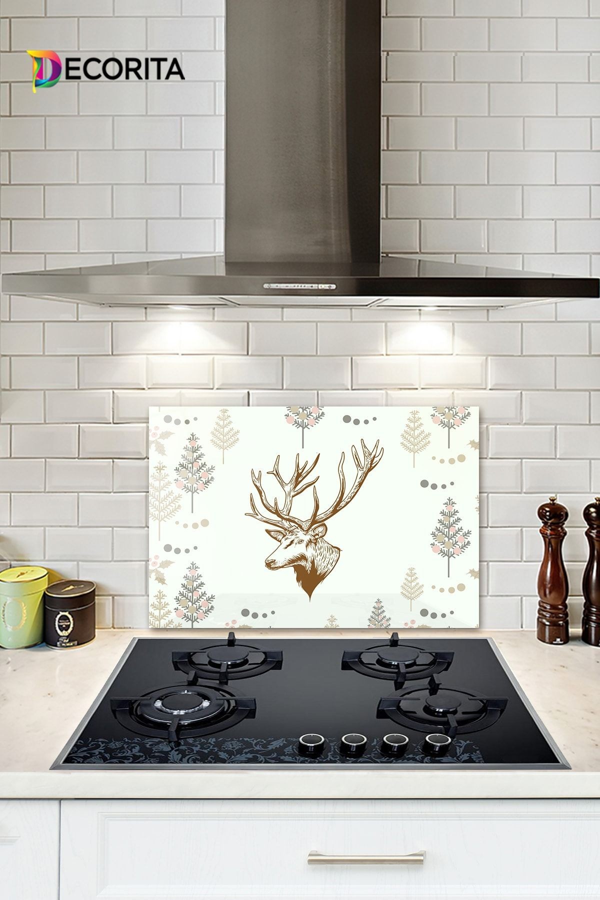 Cam Ocak Arkası Koruyucu | Cervus Deer | 40cm X 60cm
