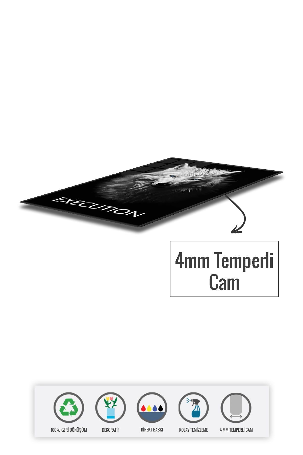 Cam Tablo | Motivasyon Serisi | Wolf - Execution | 40cm x 60cm