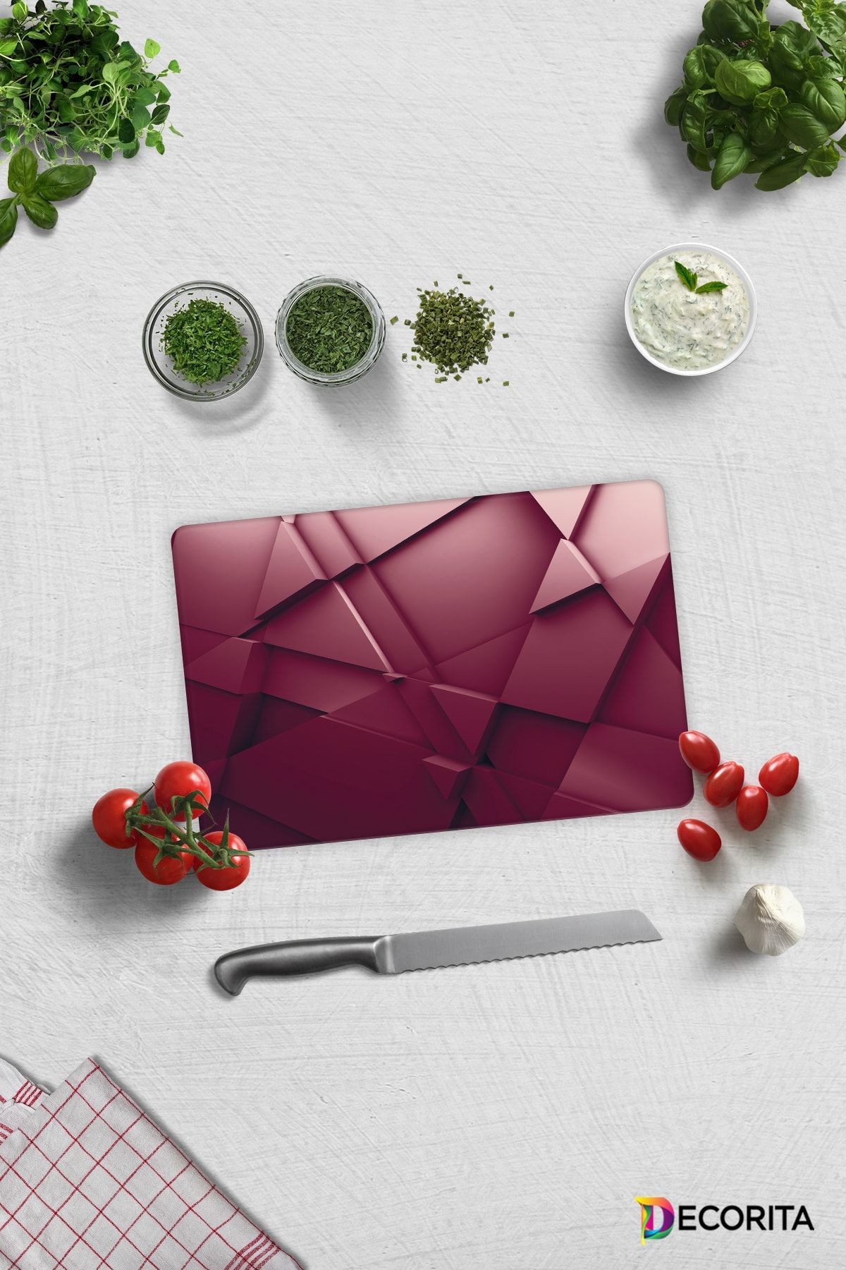 Asil Bordo | Cam Kesme Tahtası - Cam Kesme Tablası | 20 cm x 30 cm