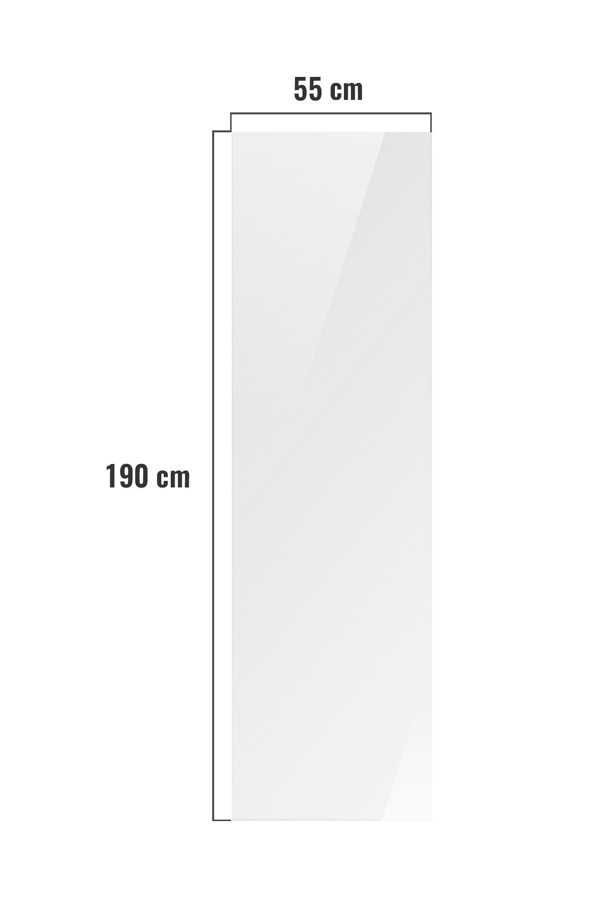 Cam Duşakabin Seperatör - Sabit Panel | Saydam Cam | Siyah Profil | 55cm x 190cm