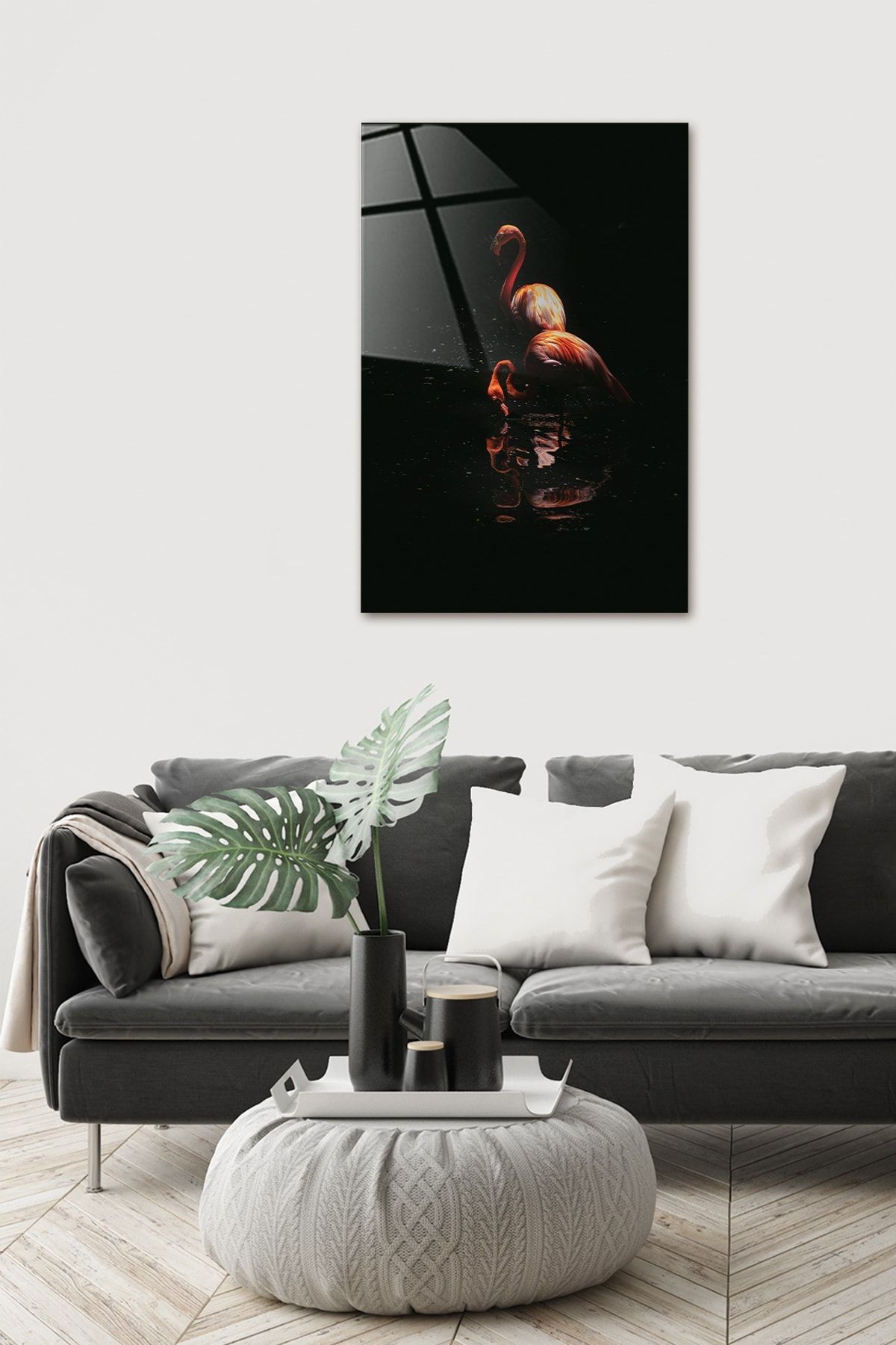 Hayvanlar | Cam Tablo | Flamingo | 40cm X 60cm