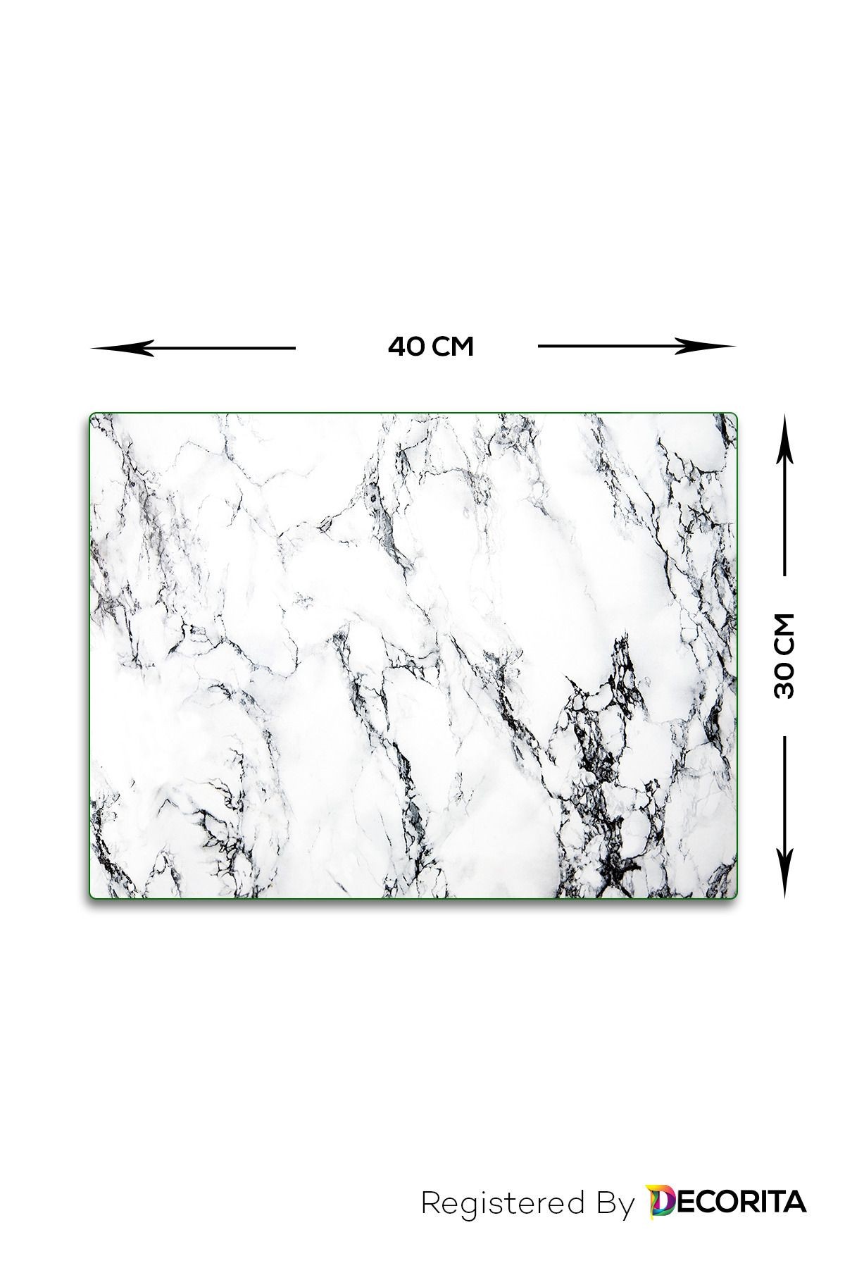 Mikser Altı Cam Stand | Tezgah Üstü Cam Stand | Beyaz Mermer Görünümlü | 30cm X 40cm