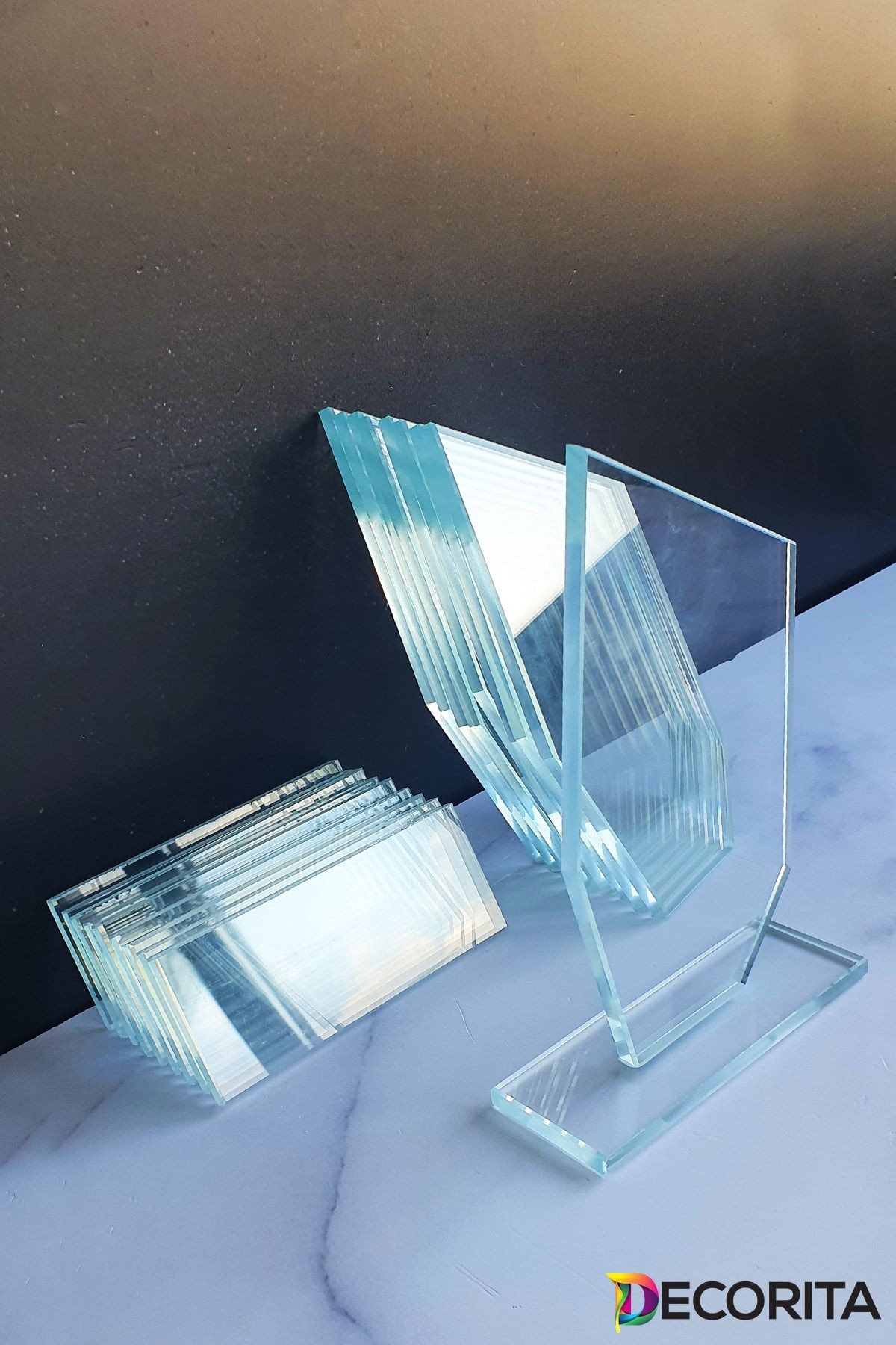 Plaket | Kristal Cam Plaket | Şekil-2 | Baskısız | 10'lu Takım