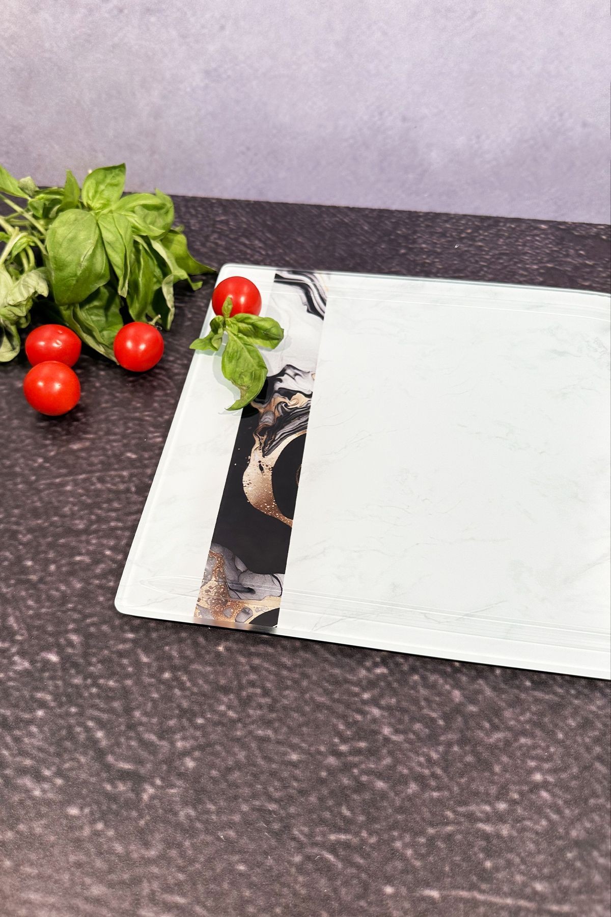 Kanallı Cam Kesme Tahtası - Cam Kesme Tablası | Mix-white-şeritli | 25cm X 35cm | Patentli Ürün