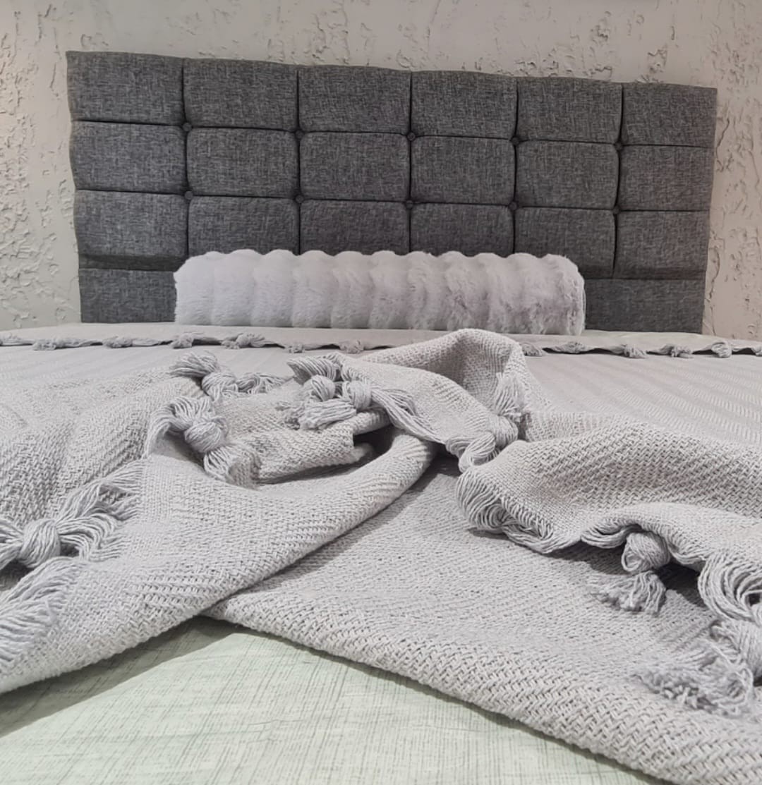 Hann Yalın Çift Kişilik Pike 200x230cm, Gri, %100 Pamuk, yumuşak dokulu