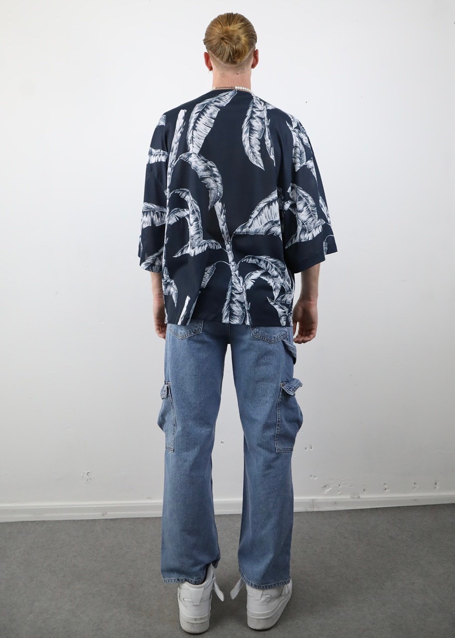 Büyük Yaprak Desen Unisex Kimono (LMK9)
