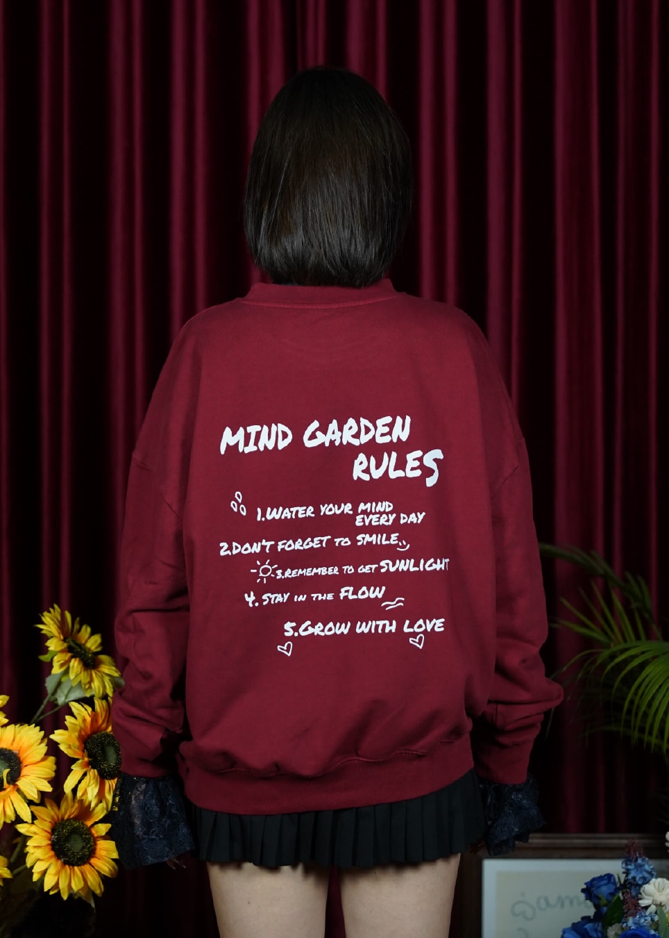 Garden Rules Oversize Premium Sweatshirt - Bordo