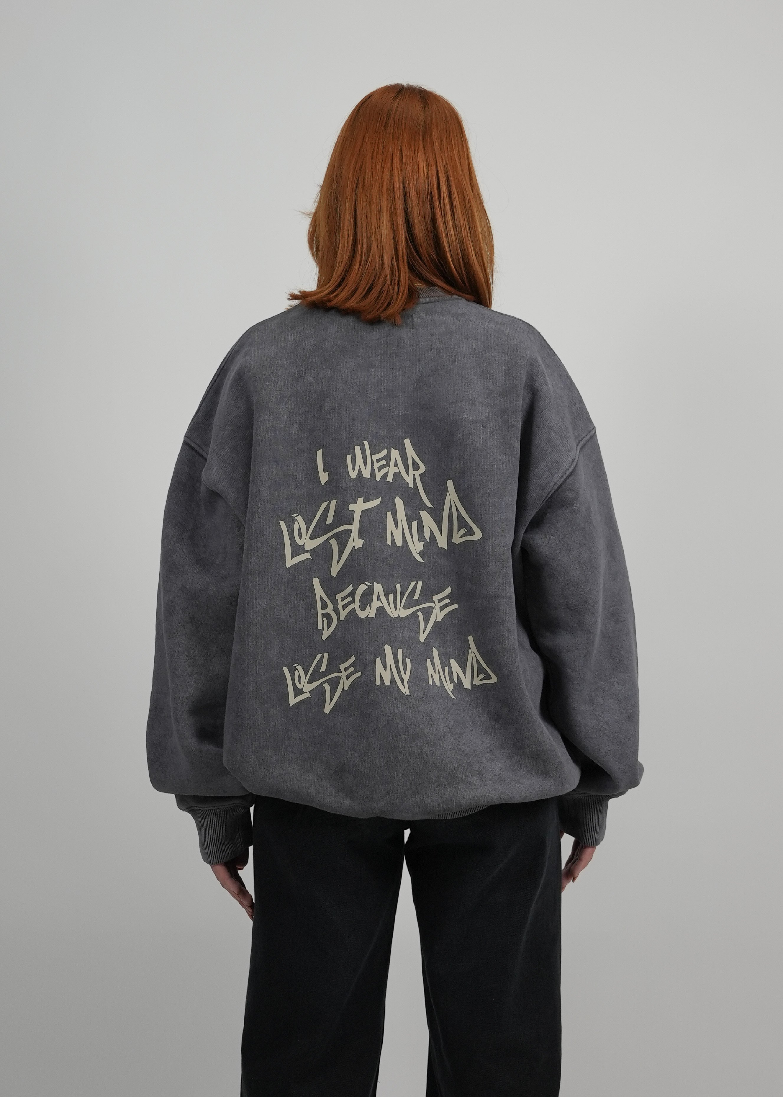 IWLM Antrasit Yıkamalı Oversize Sweatshirt