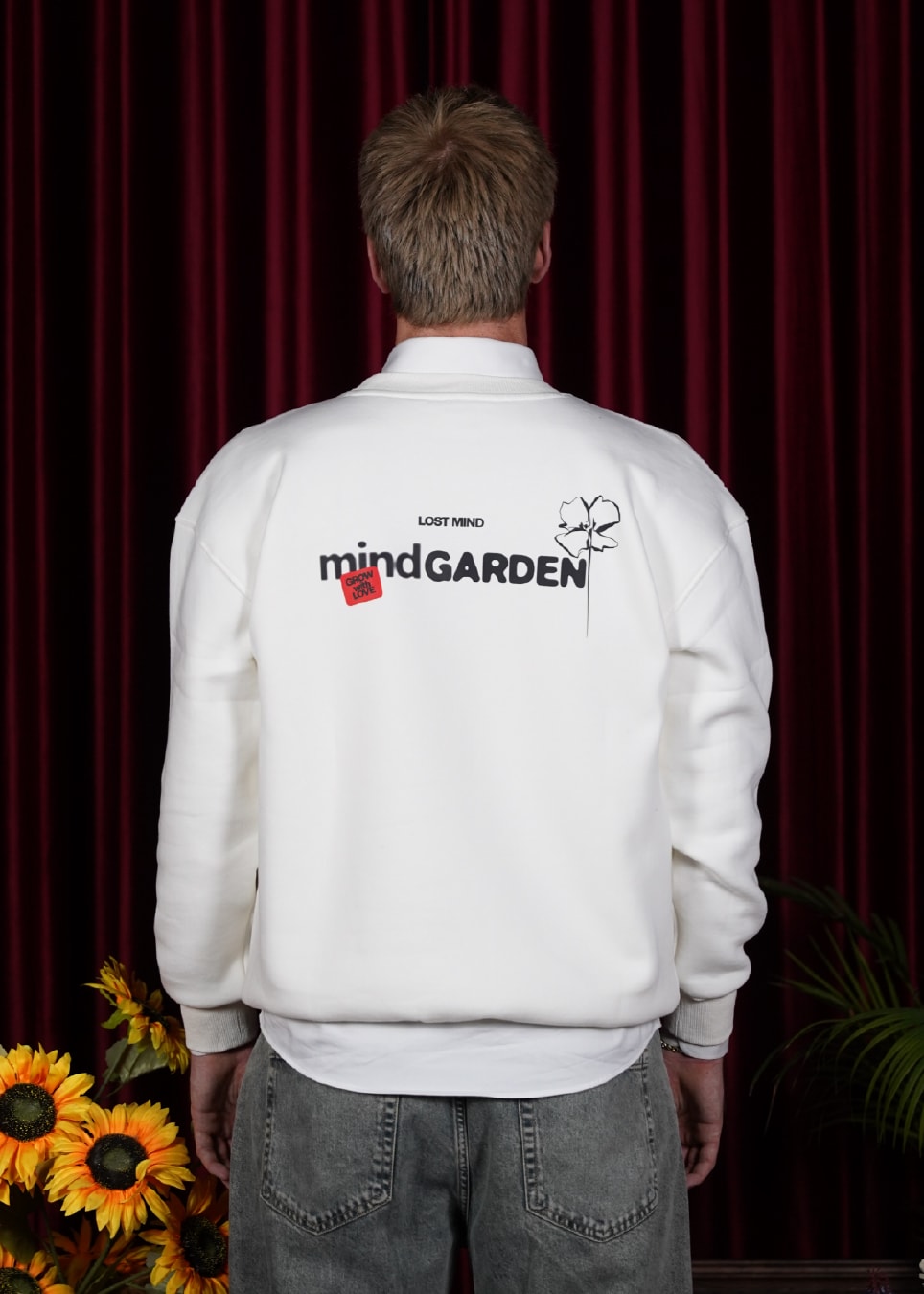Mind Garden Oversize Sweatshirt - Beyaz
