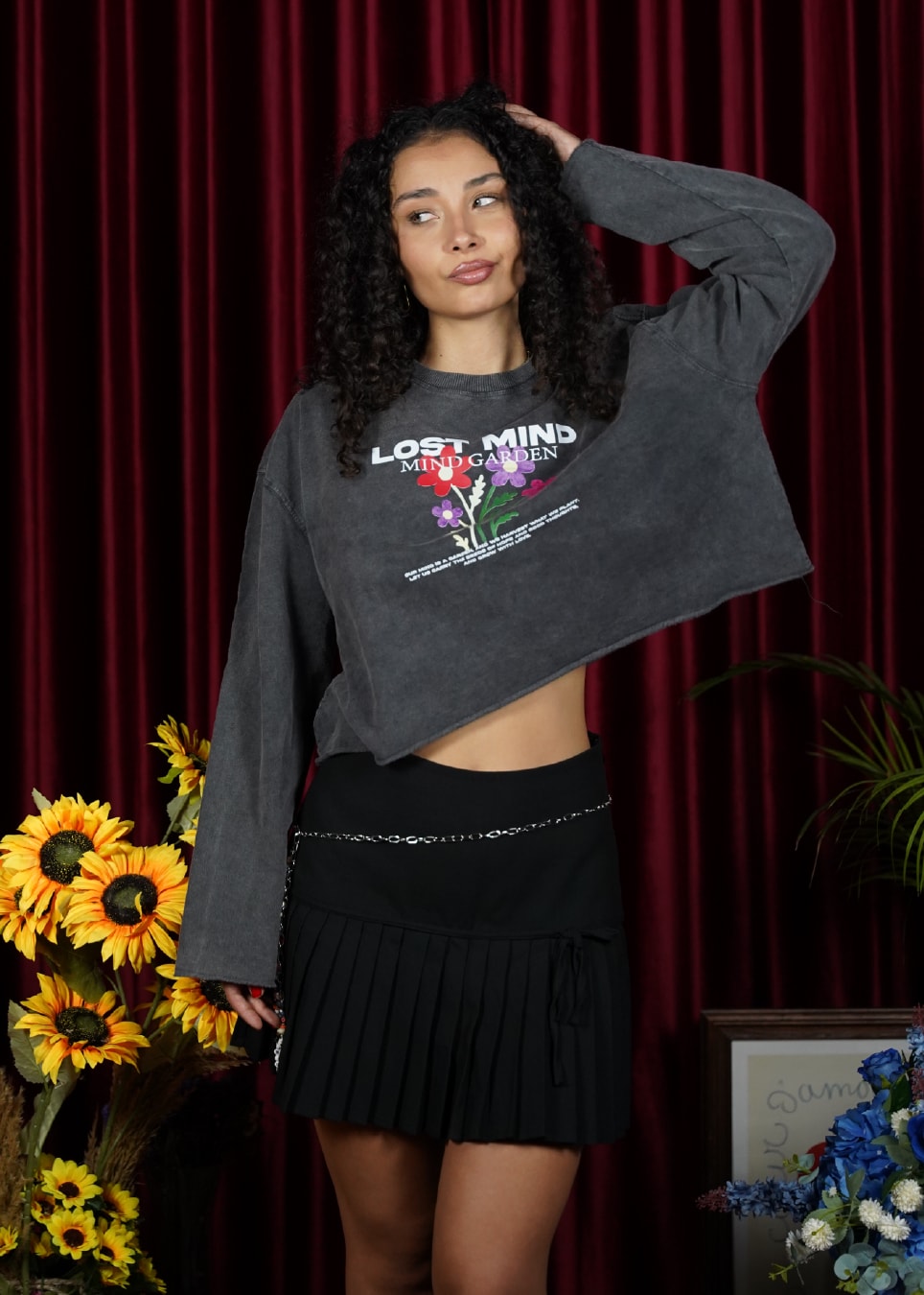 Rainbow Garden Crop Sweatshirt