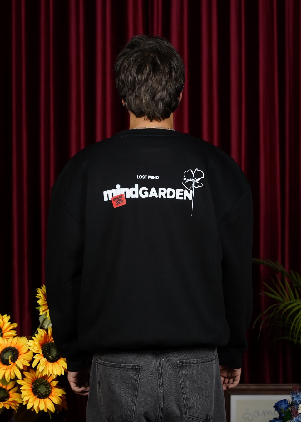 Mind Garden Oversize Sweatshirt - Siyah