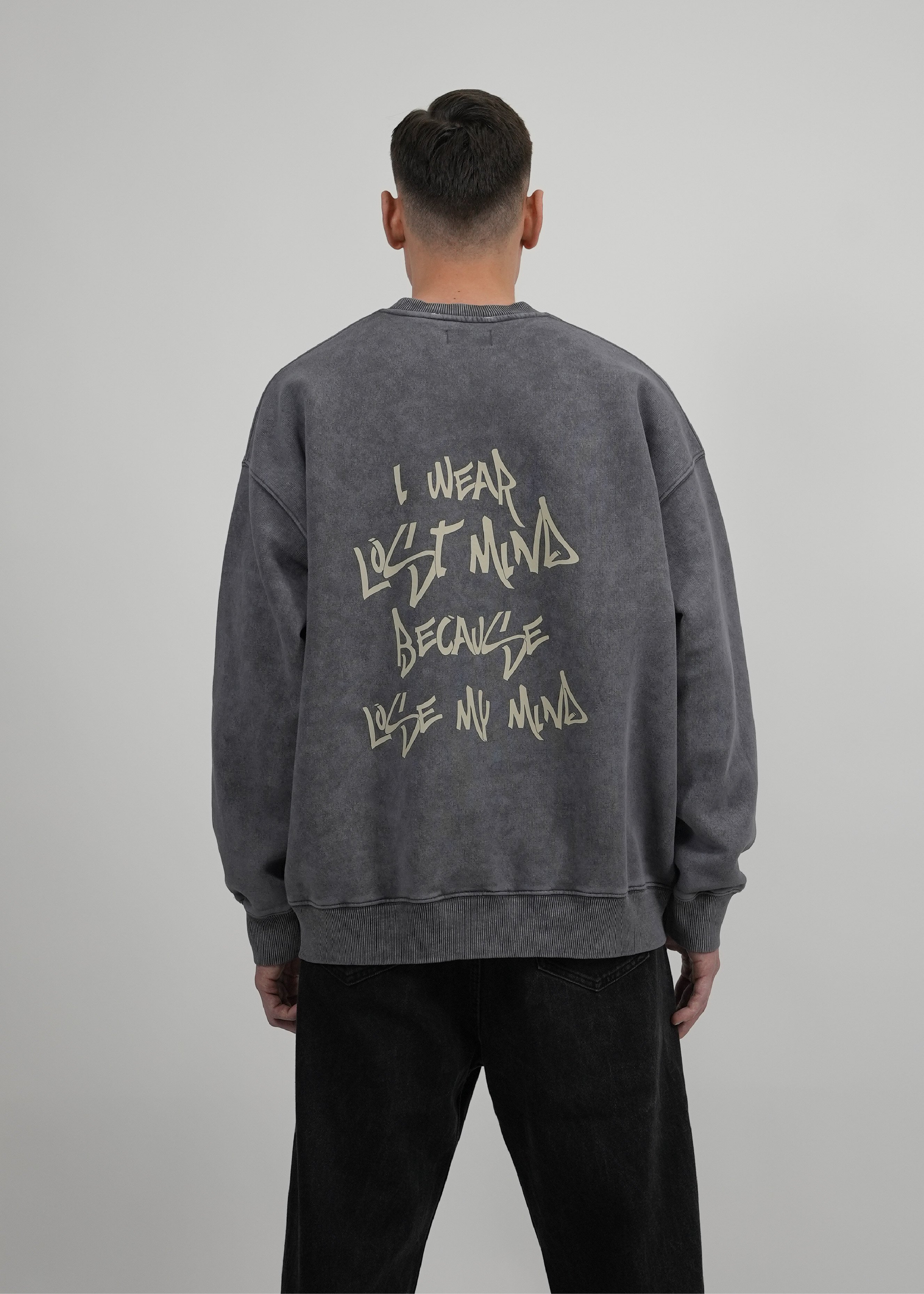 IWLM Antrasit Yıkamalı Oversize Sweatshirt