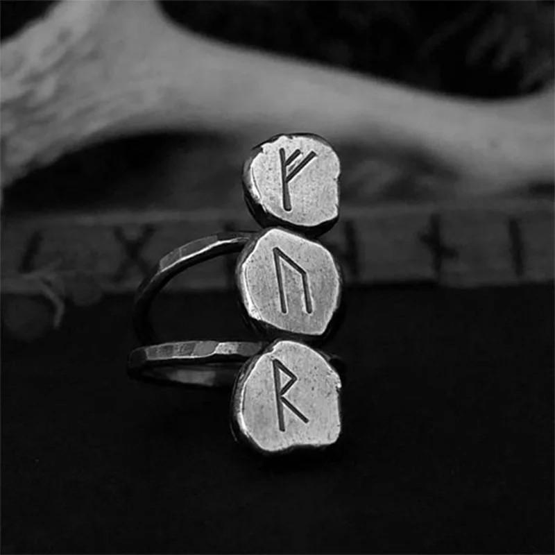 Gotik Odin İskandinav Viking Muska Rune Paslanmaz Çelik Unisex Yüzük