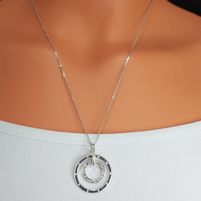 Ts001041 - 925S Gümüş, Labrodorie Çift Halkalı Kolye