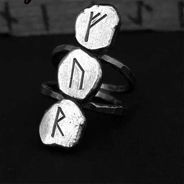 Gotik Odin İskandinav Viking Muska Rune Paslanmaz Çelik Unisex Yüzük