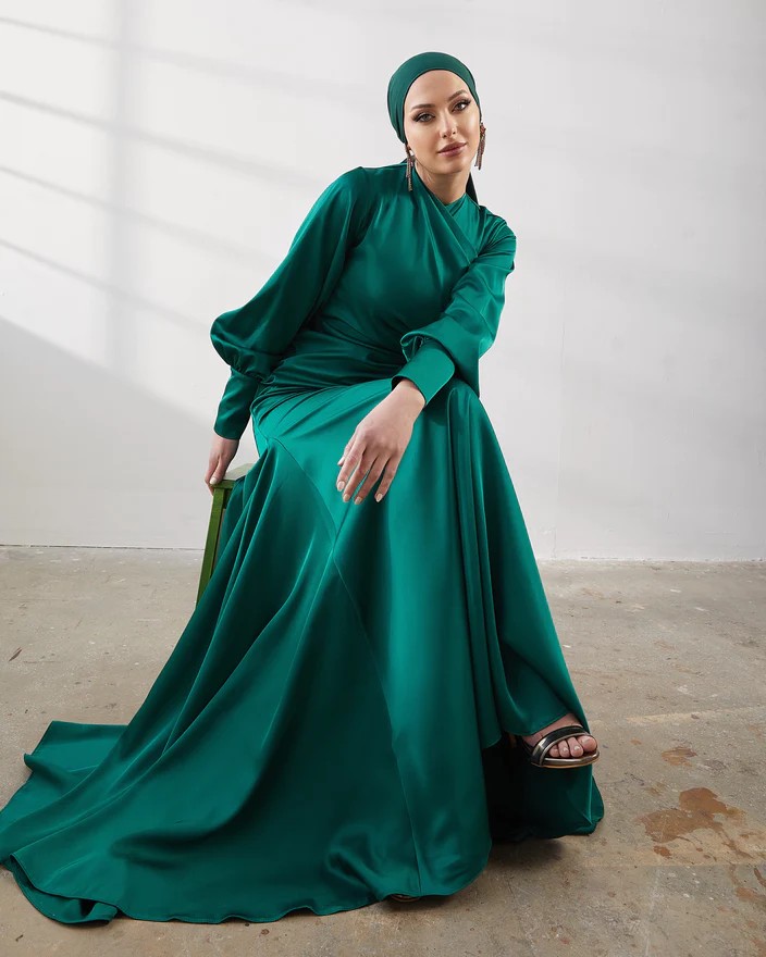 Minel Emerald Modest Evening Dress