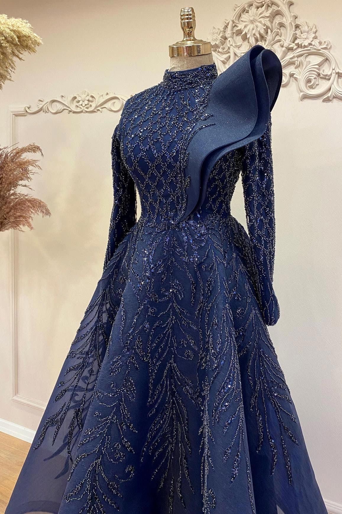 Lacivert Elegant Abiye